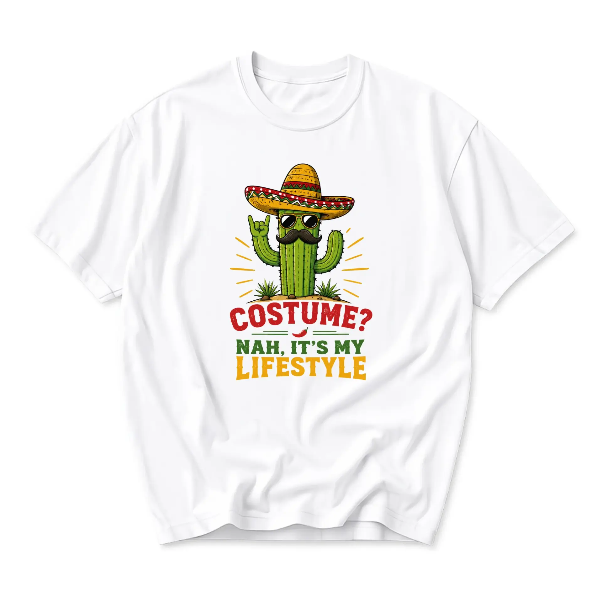 Funny Shirt Cactus Lifestyle Graphic Tee Unisex Casual Crew Neck Comfortable Cotton Blend Short Sleeve Apparel White