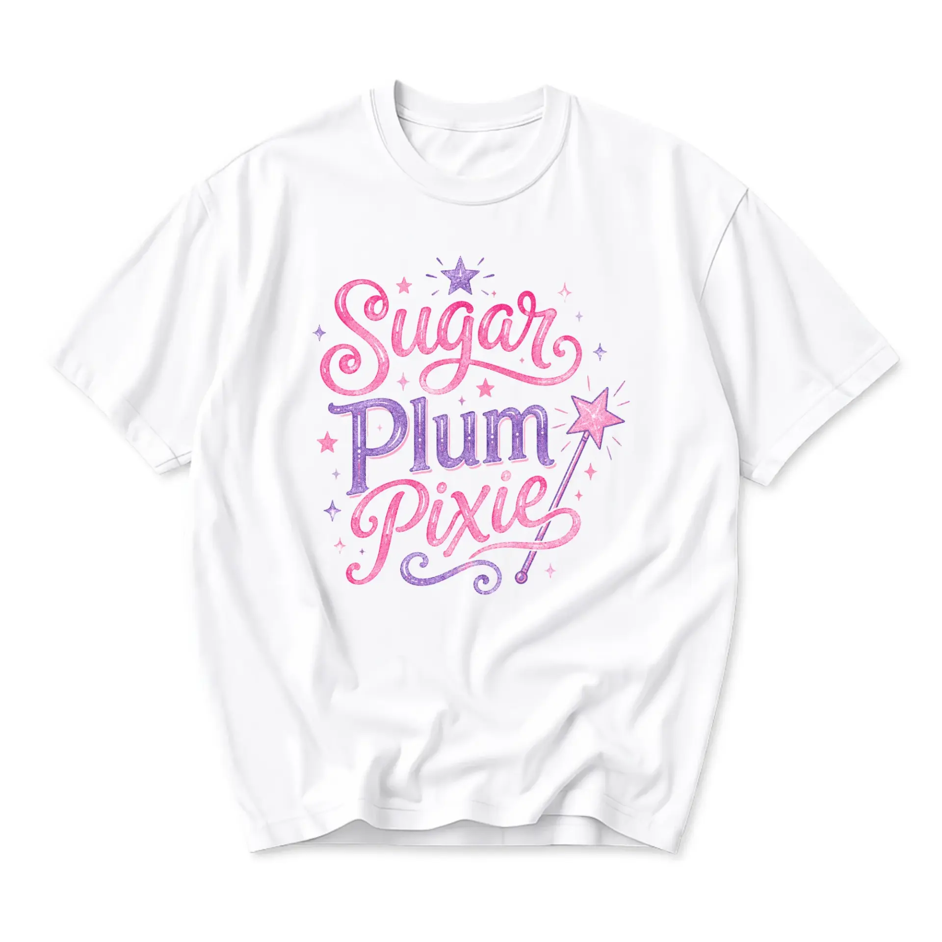 Graphic Tee Sugar Plum Pixie Aesthetic Fairy Wand Design Casual Unisex Short Sleeve Crew Neck Cotton Blend Shirt