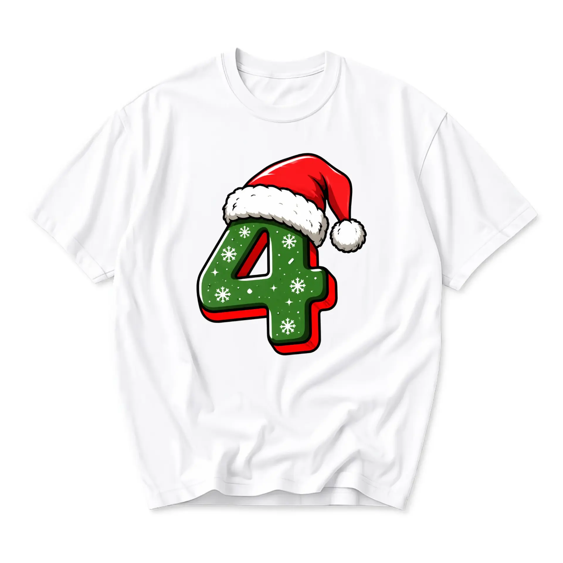 Graphic Tee Number 4 Christmas Holiday Design Unisex Crew Neck Short Sleeve Shirt for Casual Winter Festive Wear