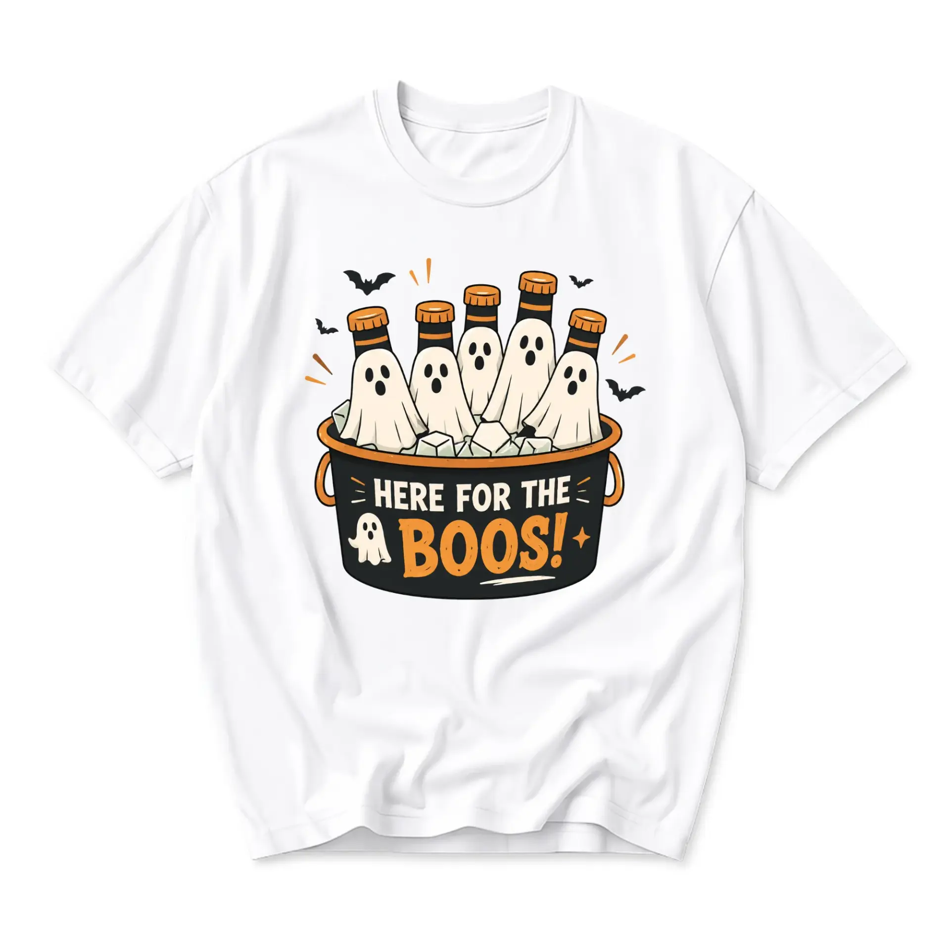 Funny Shirt Here for the Boos Graphic Tee Unisex Crew Neck Halloween Apparel Casual Everyday Cotton Blend Short Sleeve