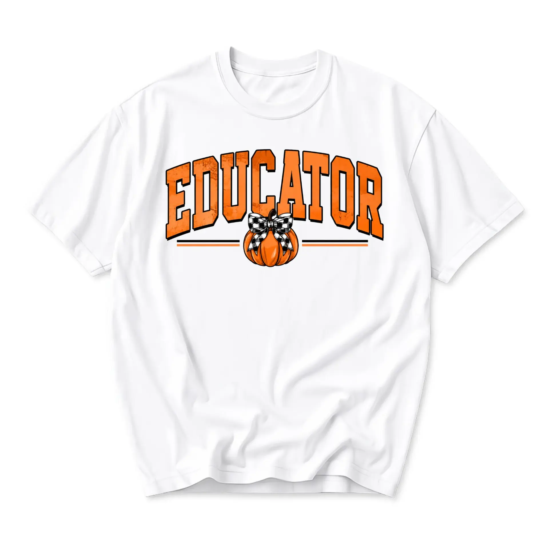 Graphic Tee Educator Pumpkin Fall Season Unisex Crew Neck T-Shirt Short Sleeve Casual Comfortable Apparel