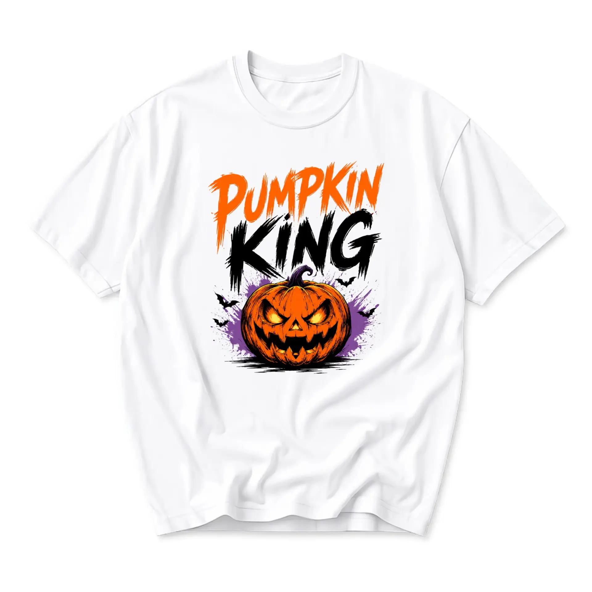 Graphic Tee Pumpkin King Halloween Spooky Jack O Lantern Unisex Crew Neck Short Sleeve Casual Cotton Blend Shirt