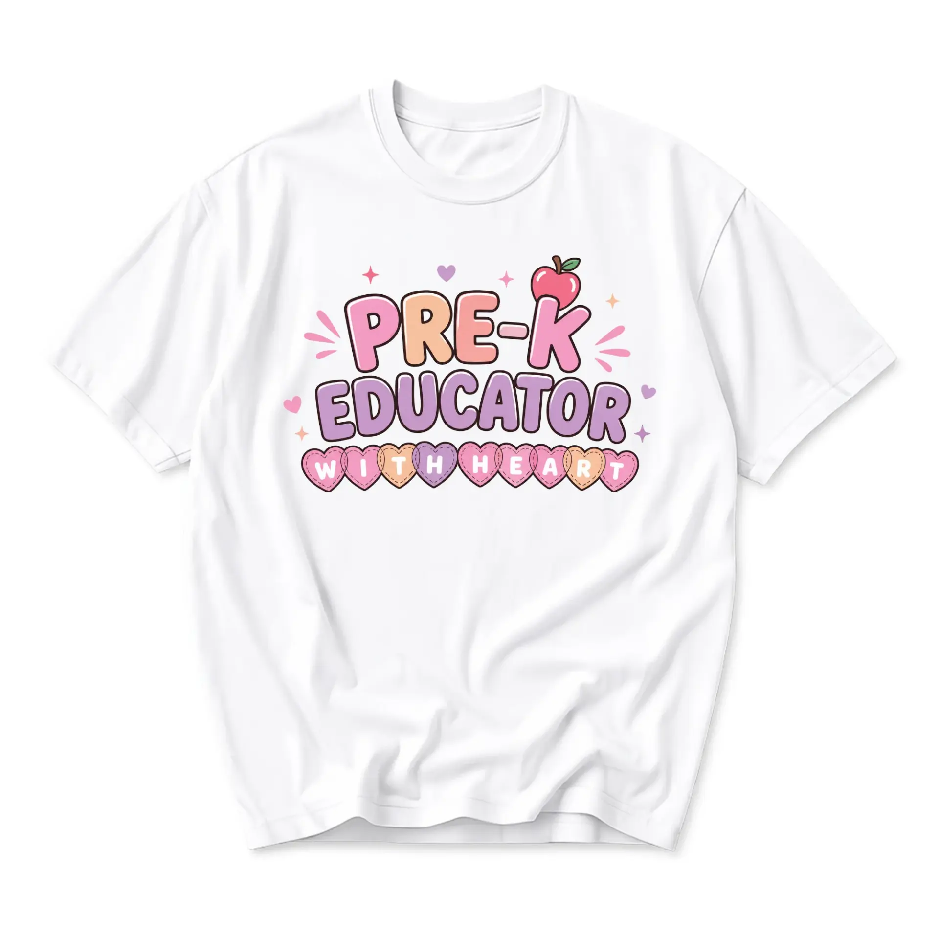 T-shirt Pre-K Educator with Heart Graphic Tee Unisex Short Sleeve Casual Everyday Professional Crew Neck Apparel