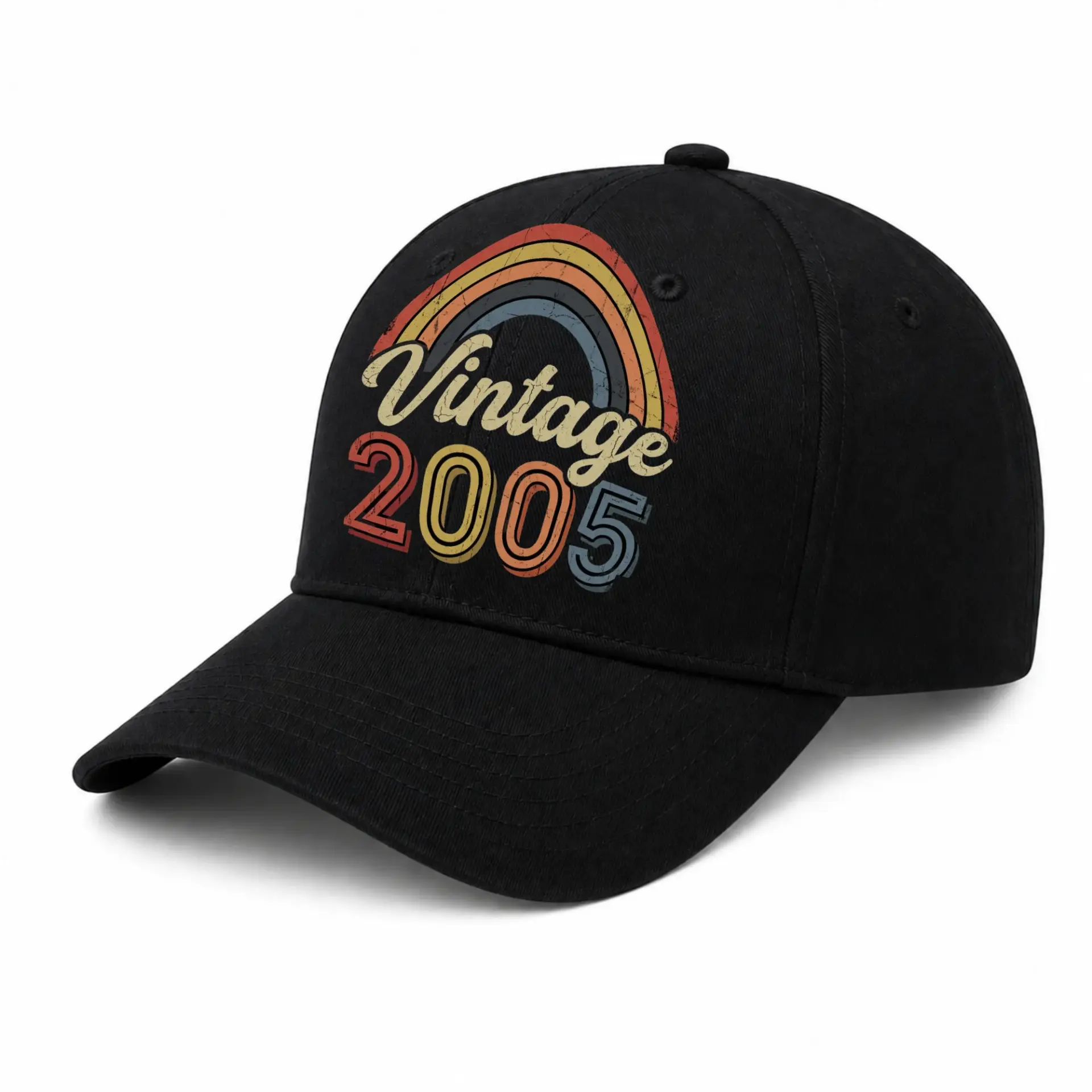 Baseball Cap Vintage Retro Rainbow Aesthetic Design Embroidered Hat