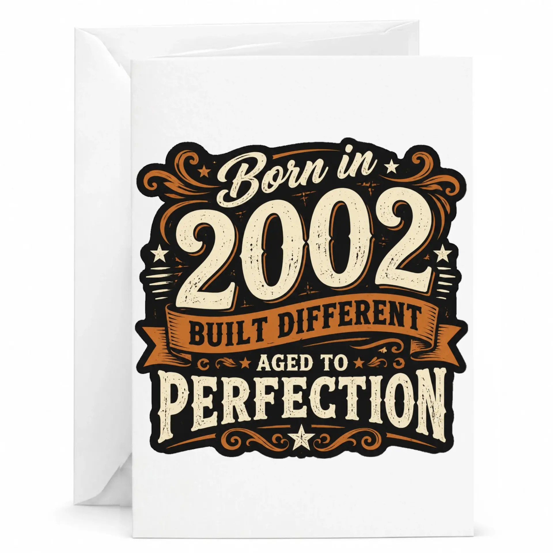 Birthday Card Born in 2002 Built Different Aged to Perfection Vintage Style Greeting Card for Milestone Celebration