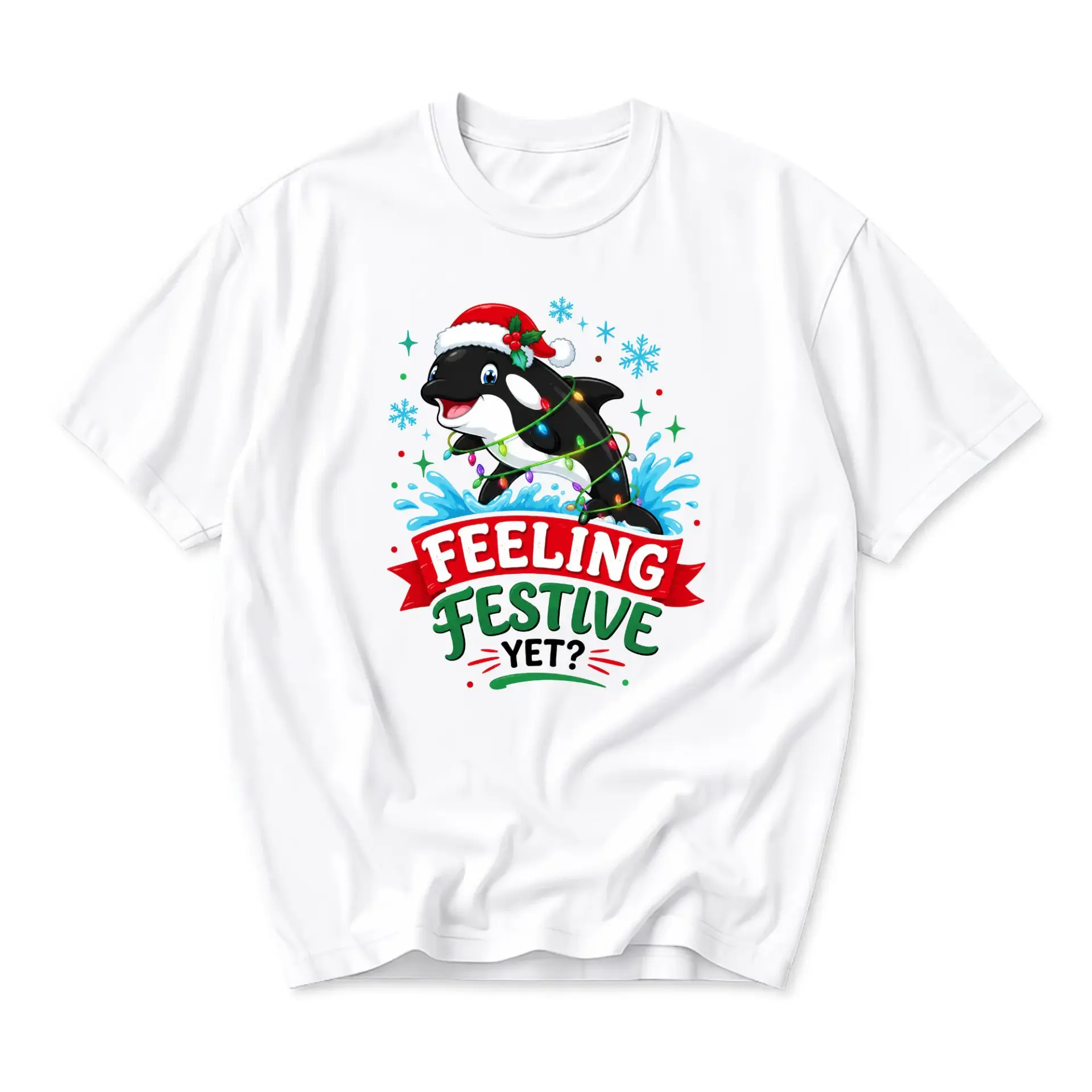 Graphic Tee yet Whale Christmas T-Shirt Unisex Casual Holiday Crew Neck Short Sleeve Shirt