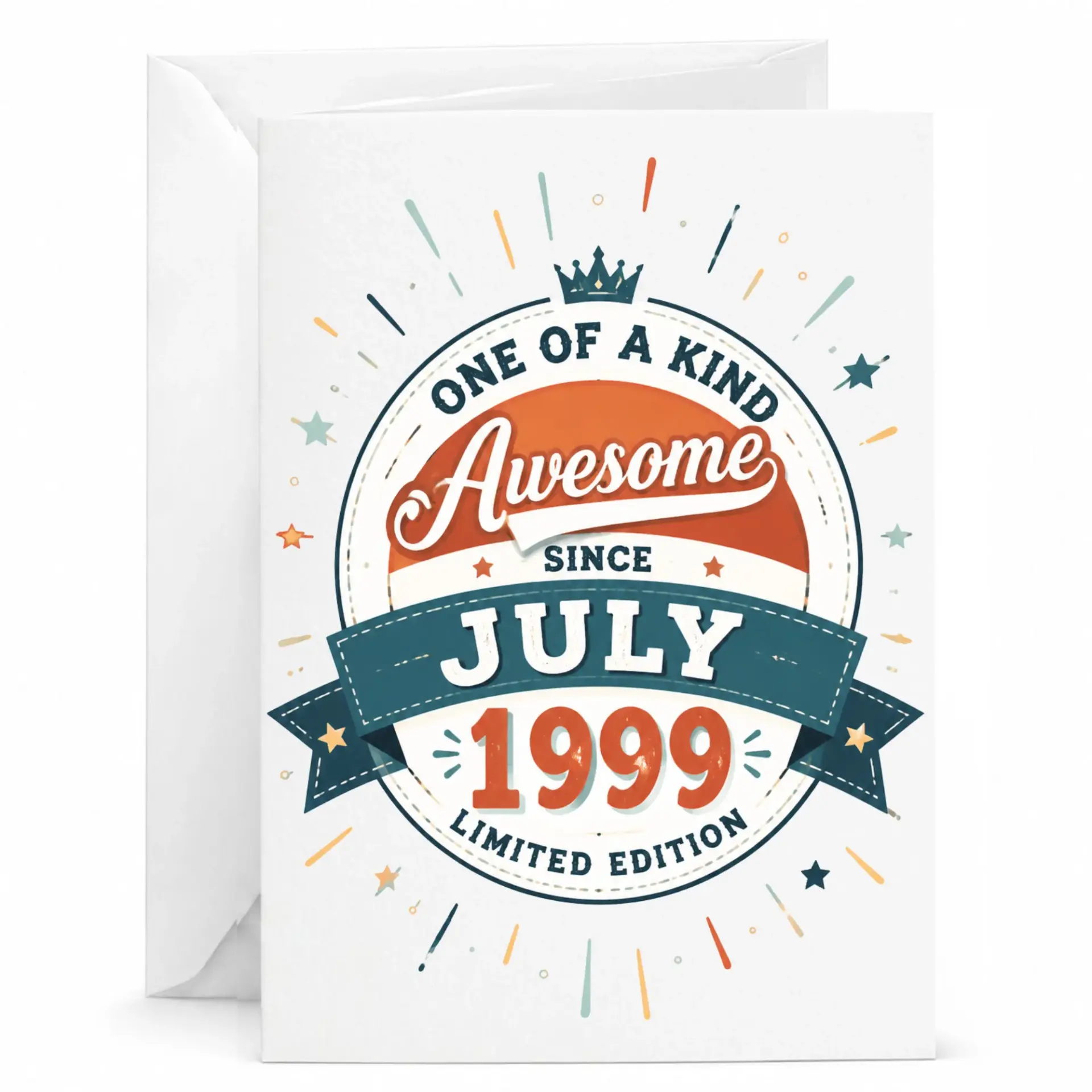 Birthday Card One of a Kind Awesome Since July 1999 Limited Edition Greeting Card for Milestone Celebrations