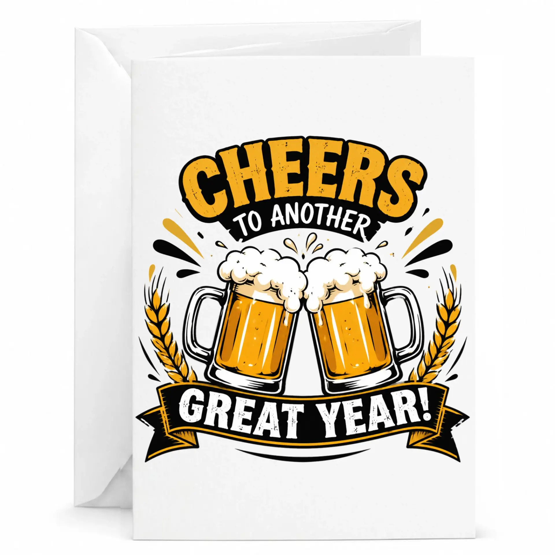 Birthday Card Cheers to Another Great Year Funny Beer Themed Greeting Card for Celebration and Milestone Occasions