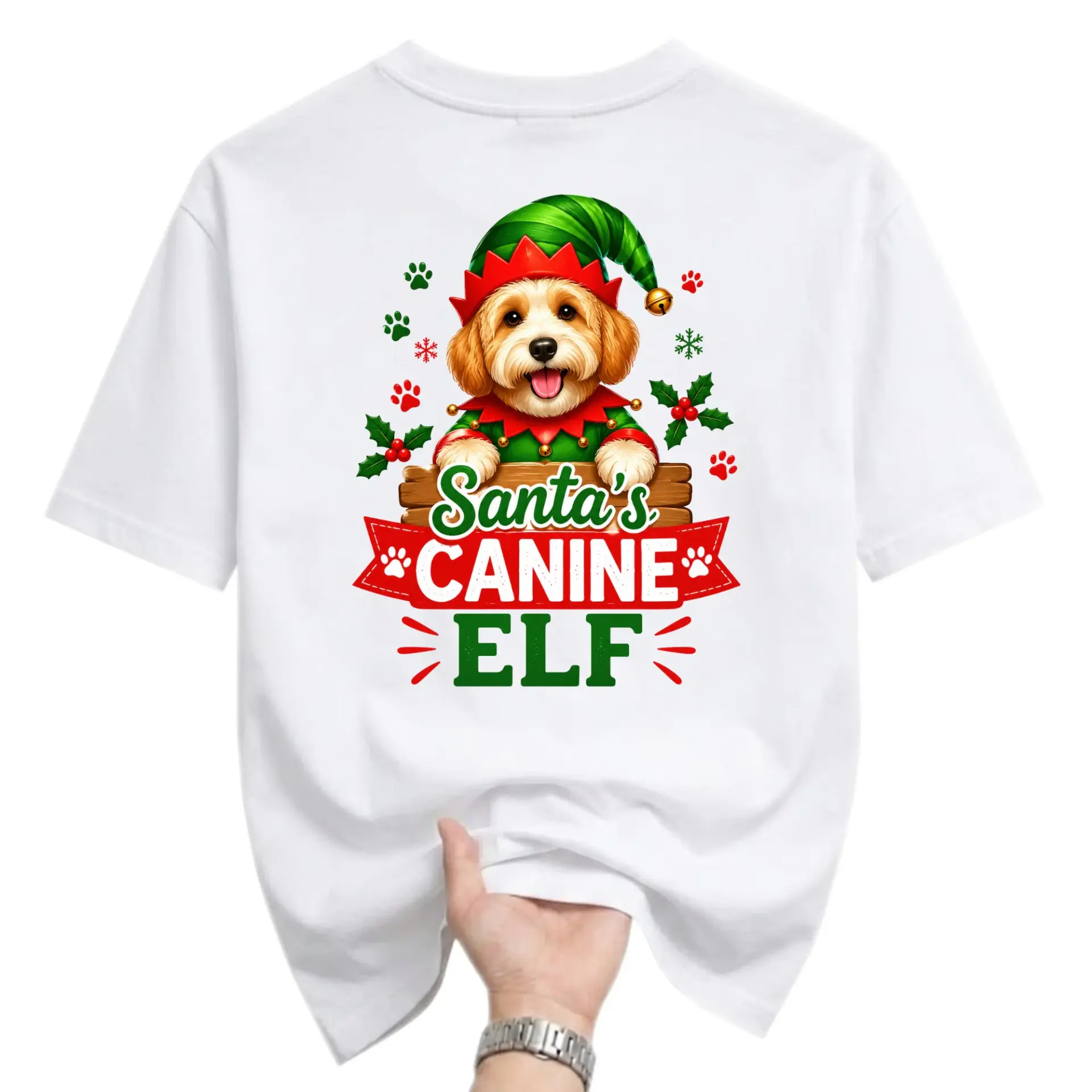 Funny Shirt Santa's Canine Holiday Graphic Tee Unisex Crew Neck Short