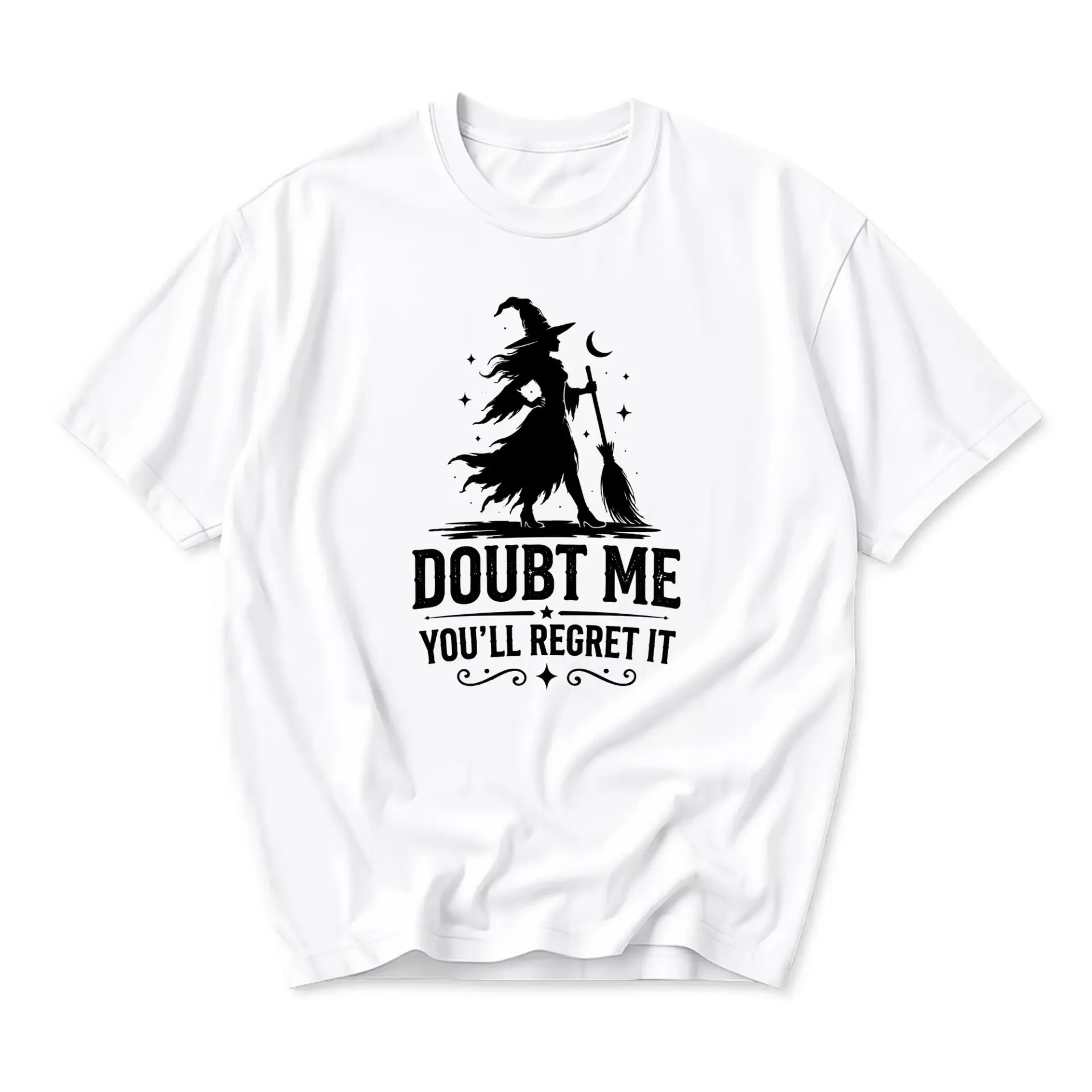 Funny Shirt Witch Graphic Tee Casual Short Sleeve Unisex Cotton Blend Crew Neck Apparel for Everyday Wear