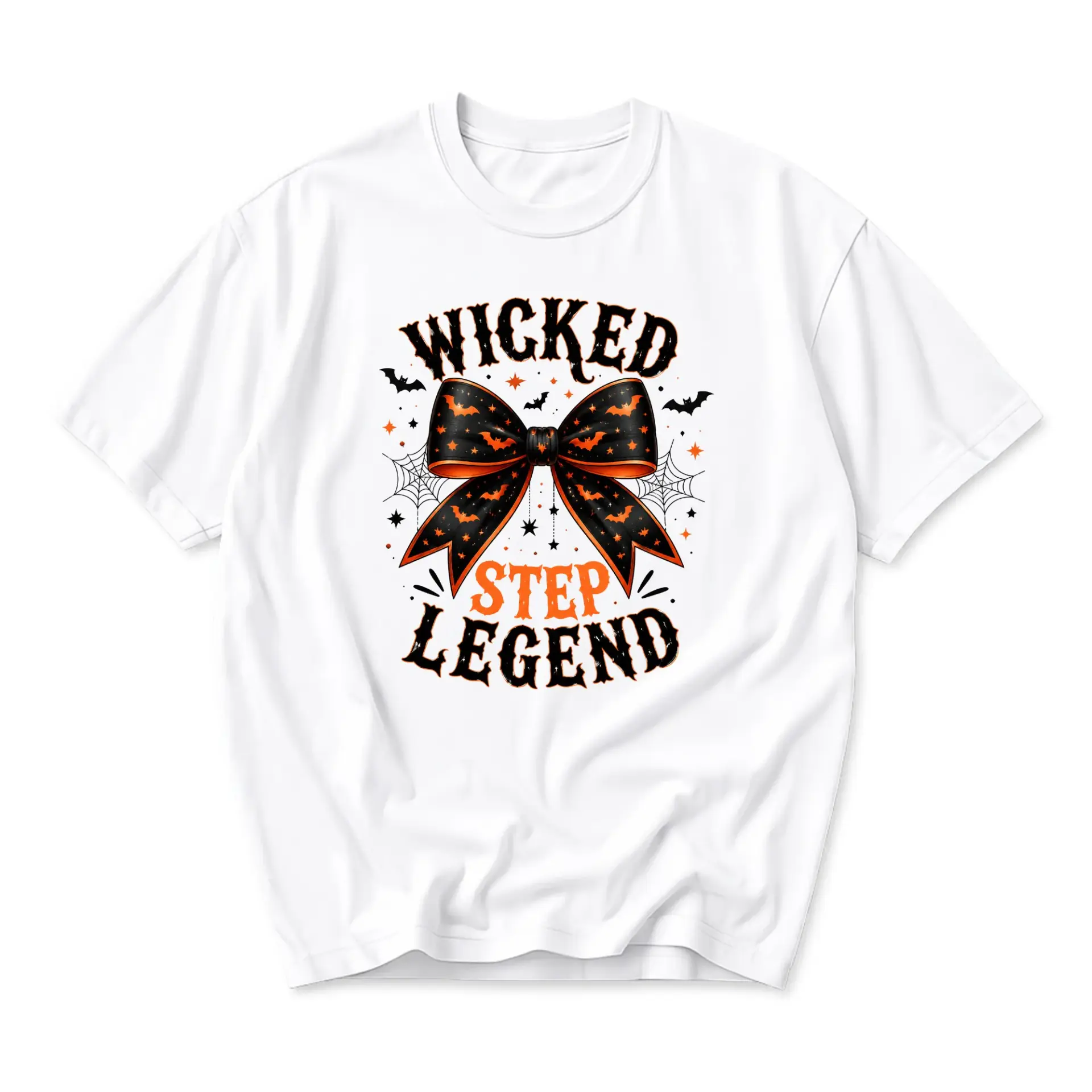 Graphic Tee Wicked Step Legend Halloween Bow Shirt Unisex Cotton Casual Short Sleeve Crew Neck Top Seasonal Apparel
