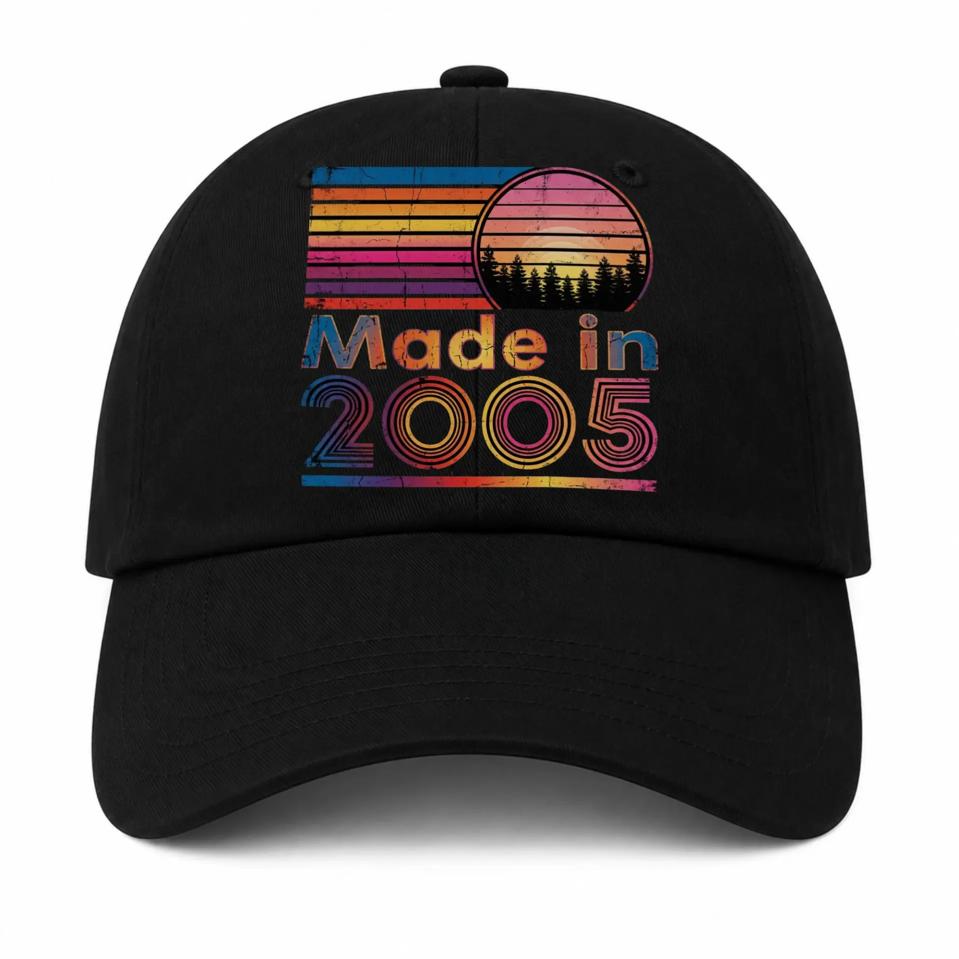Baseball Cap Vintage Sunset 2005 Design Embroidered Cotton Hat Unisex