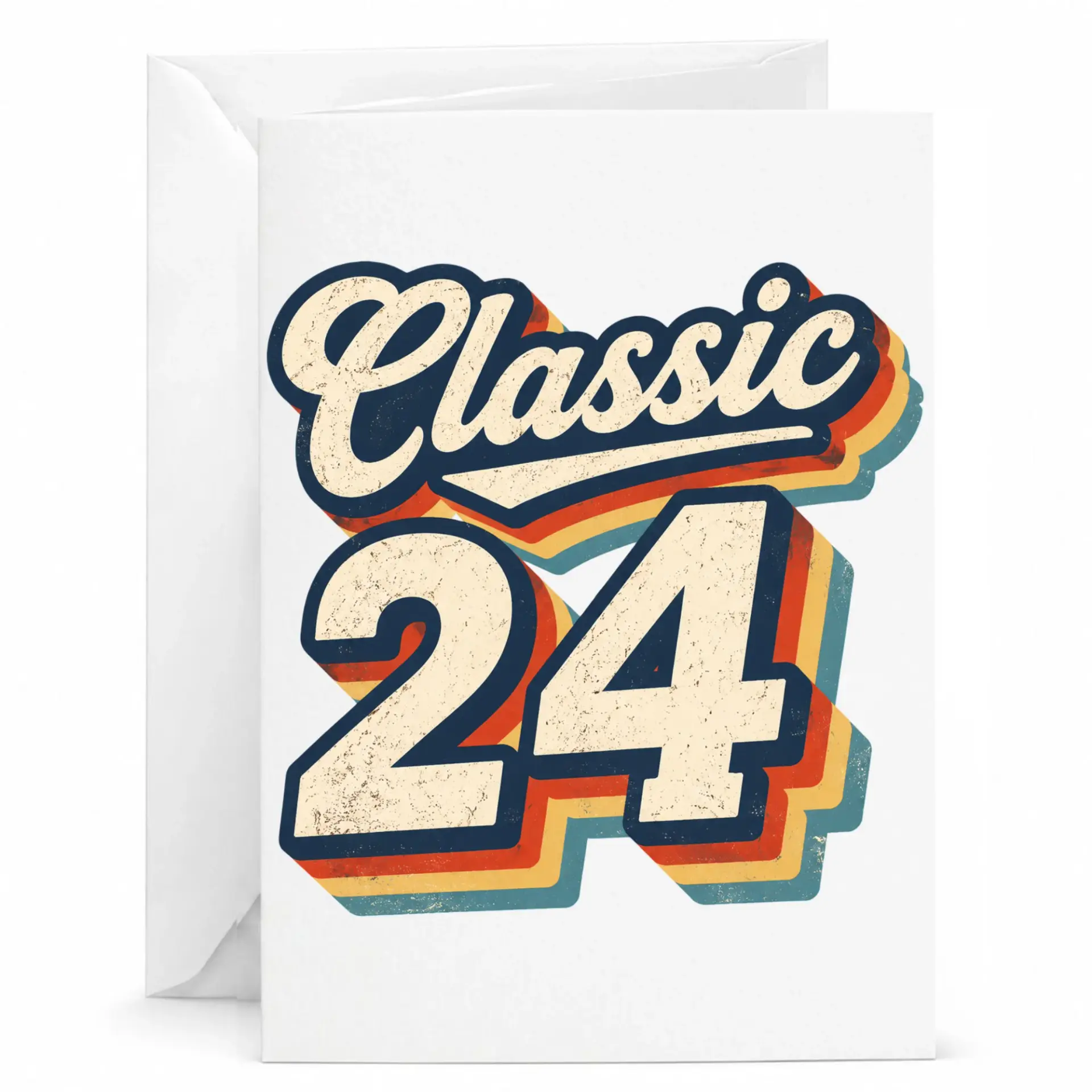 Birthday Card Classic 24 Retro Vintage Style Greeting Card for 24th Birthday Celebration and Milestone Anniversary