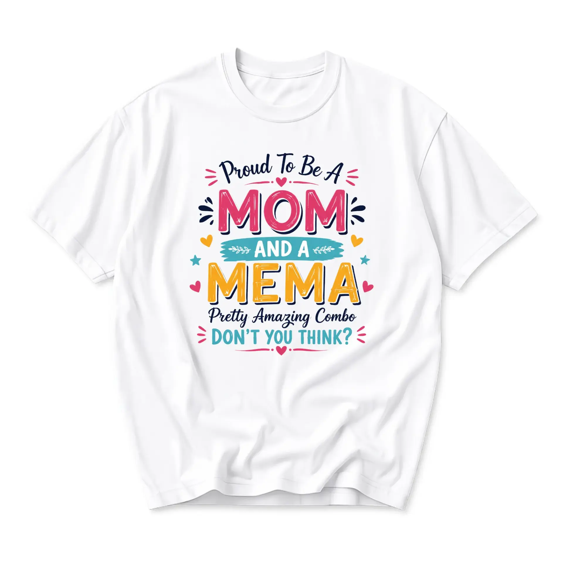 Funny Shirt Proud to Be a Mema Graphic Tee Casual Unisex Crew Neck Gift for Grandmother Mother