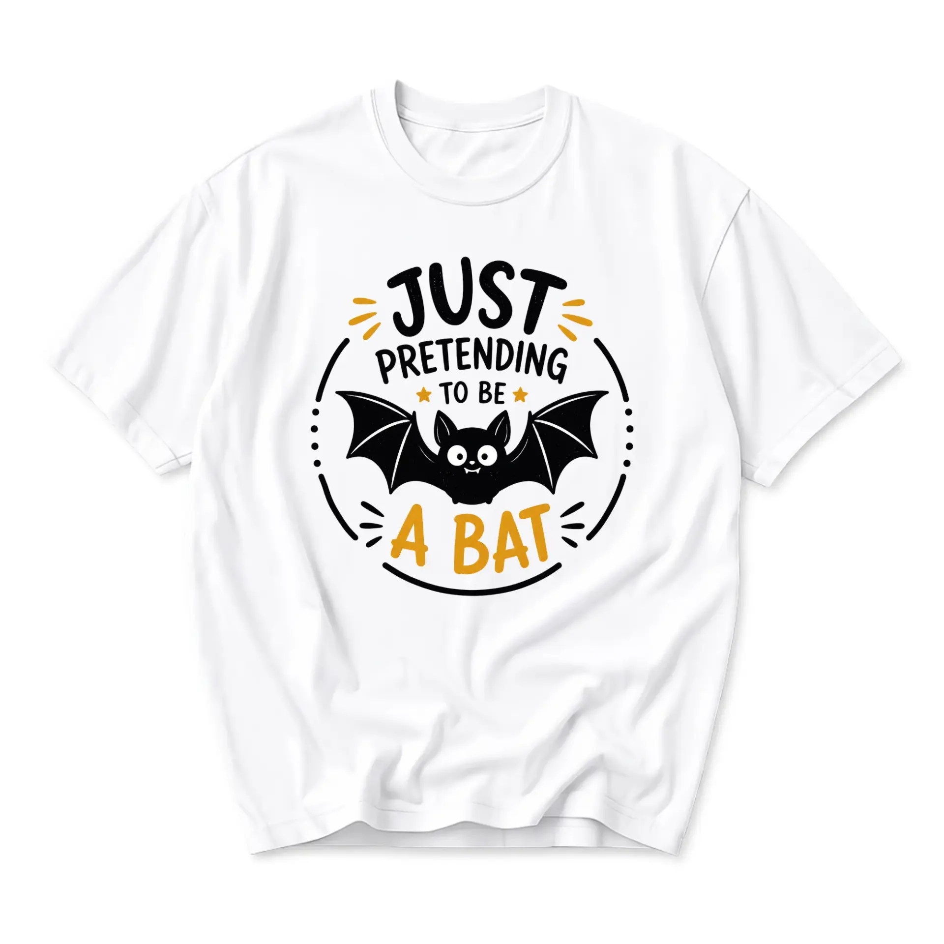 Funny Shirt Just Pretending to Be a Bat Graphic Tee Cute Animal Illustration Casual Unisex Crew Neck Cotton Top