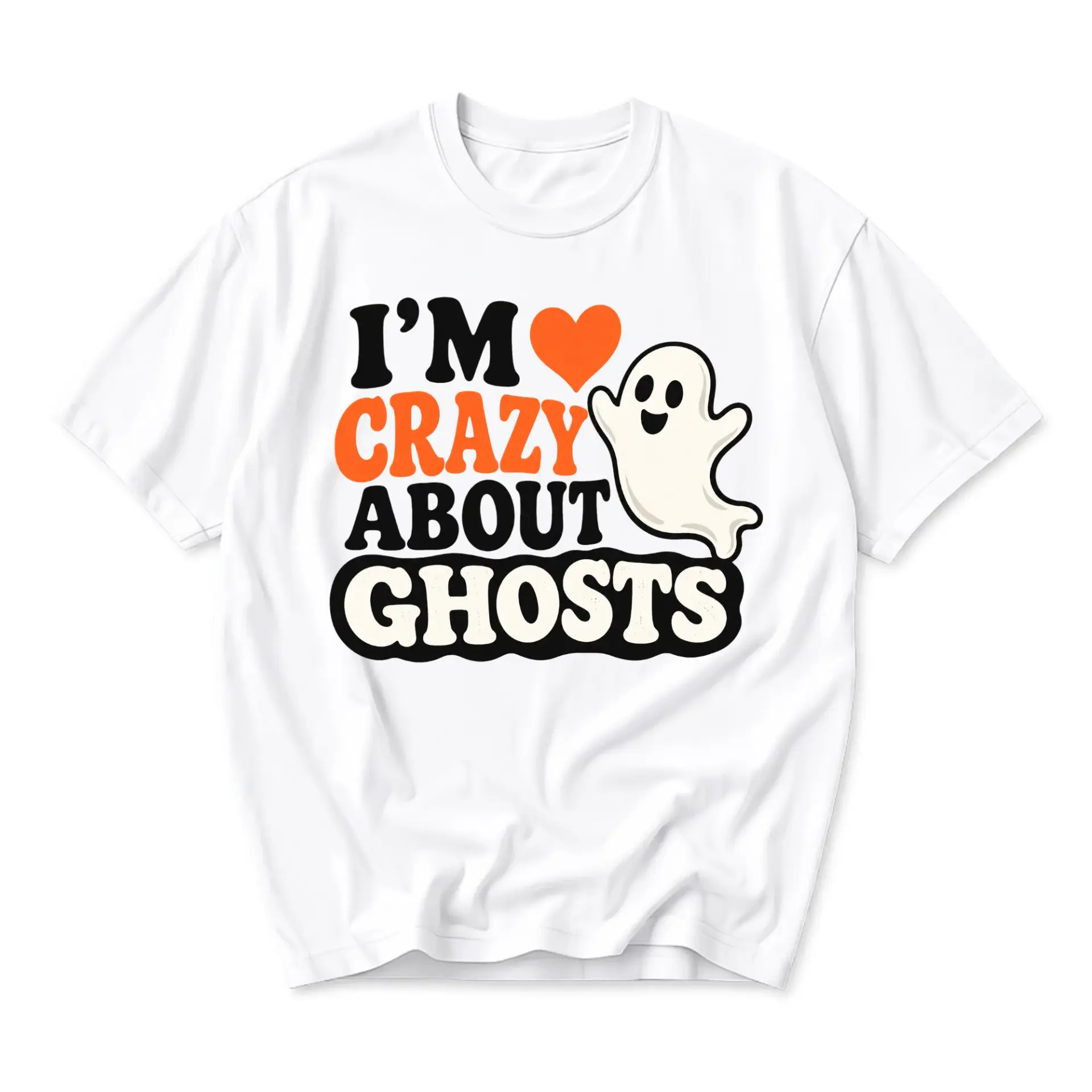 Funny Shirt I Am Crazy About Ghosts Graphic Printed T-Shirt for Casual Everyday Wear and Spooky Season Outfit