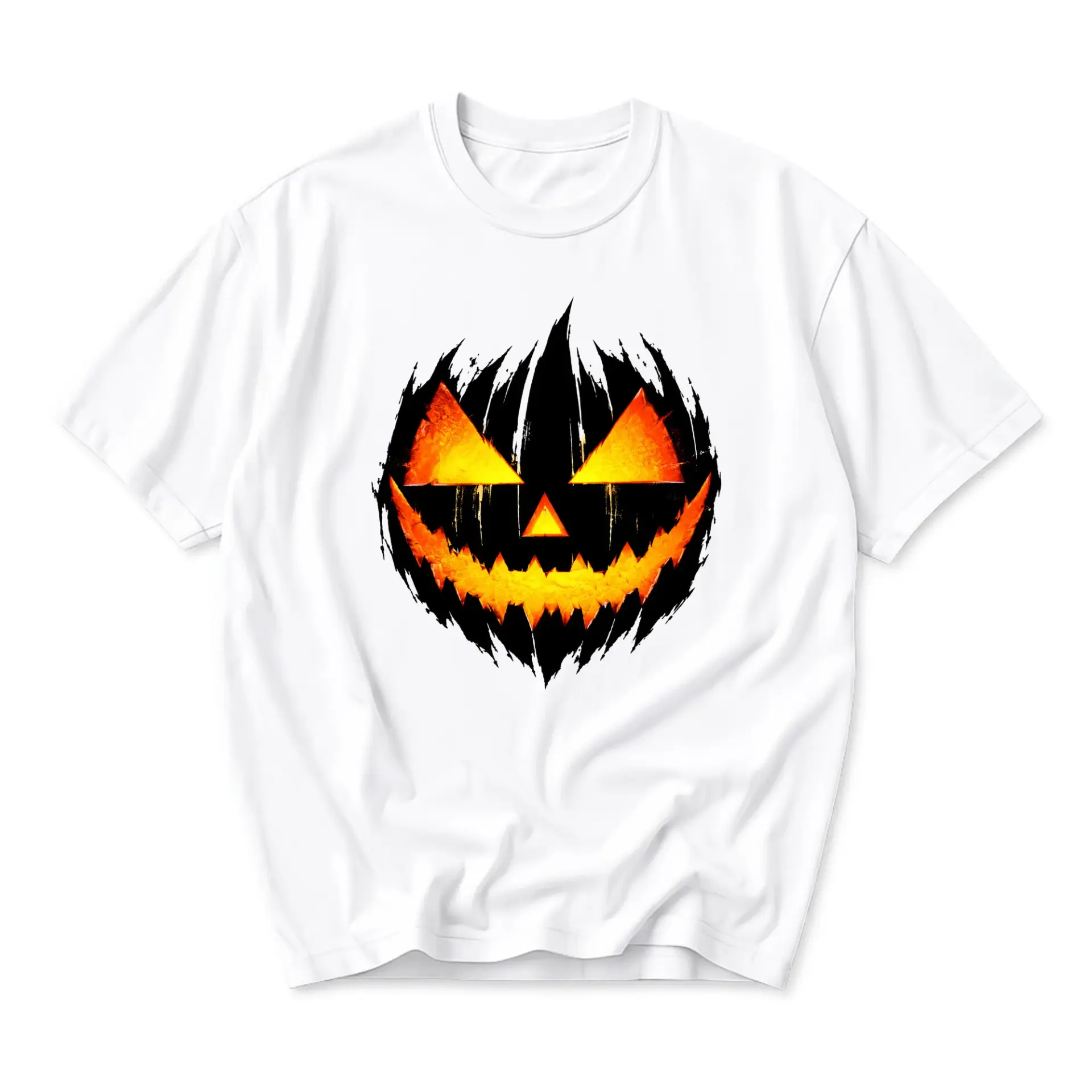 Graphic Tee Halloween Jack-O-Lantern Pumpkin Face Print Unisex Crew Neck Casual Cotton Blend Short Sleeve Shirt