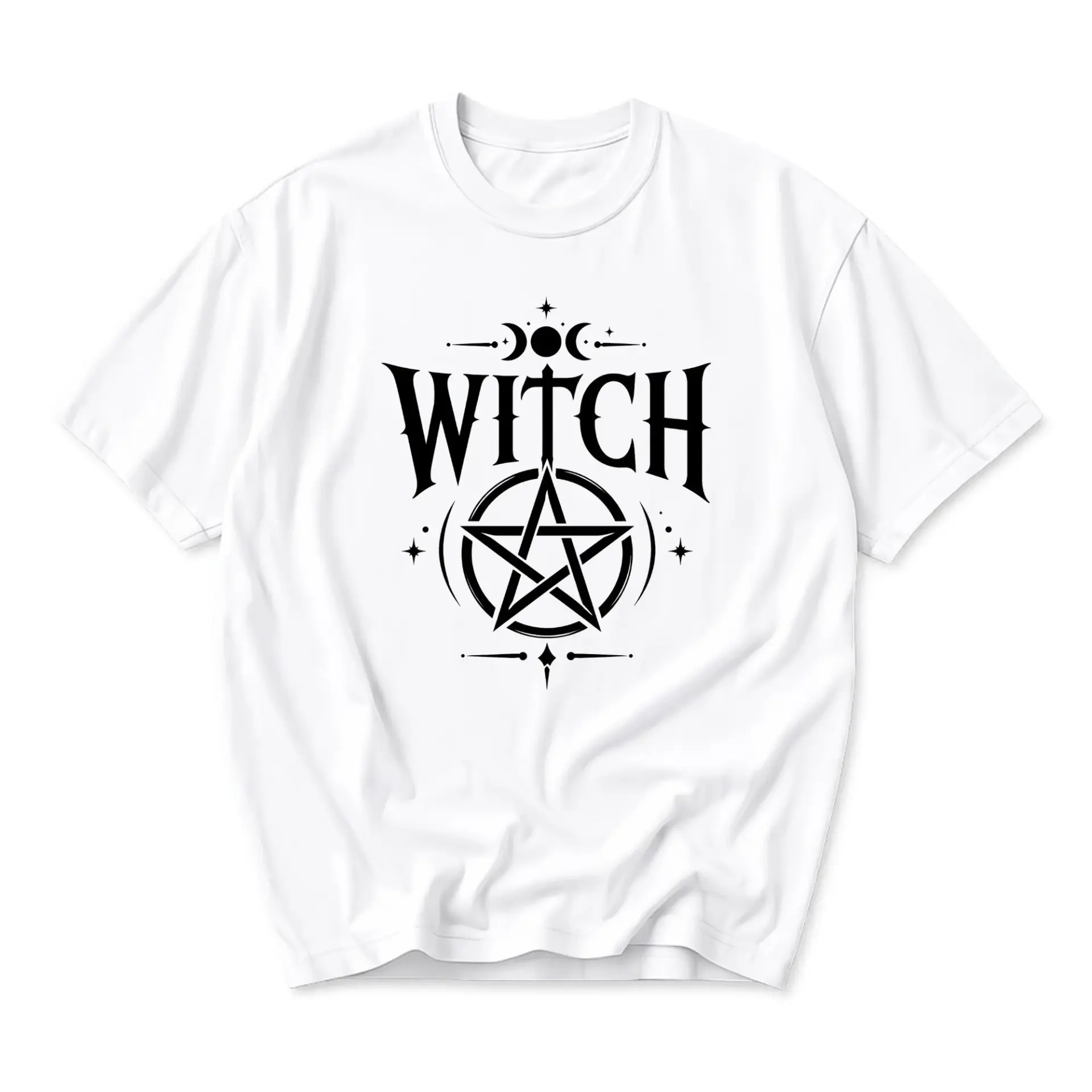 Graphic Tee Witch Pentagram Moon Celestial Print Unisex Crew Neck Short Sleeve Cotton Blend Casual Everyday Shirt