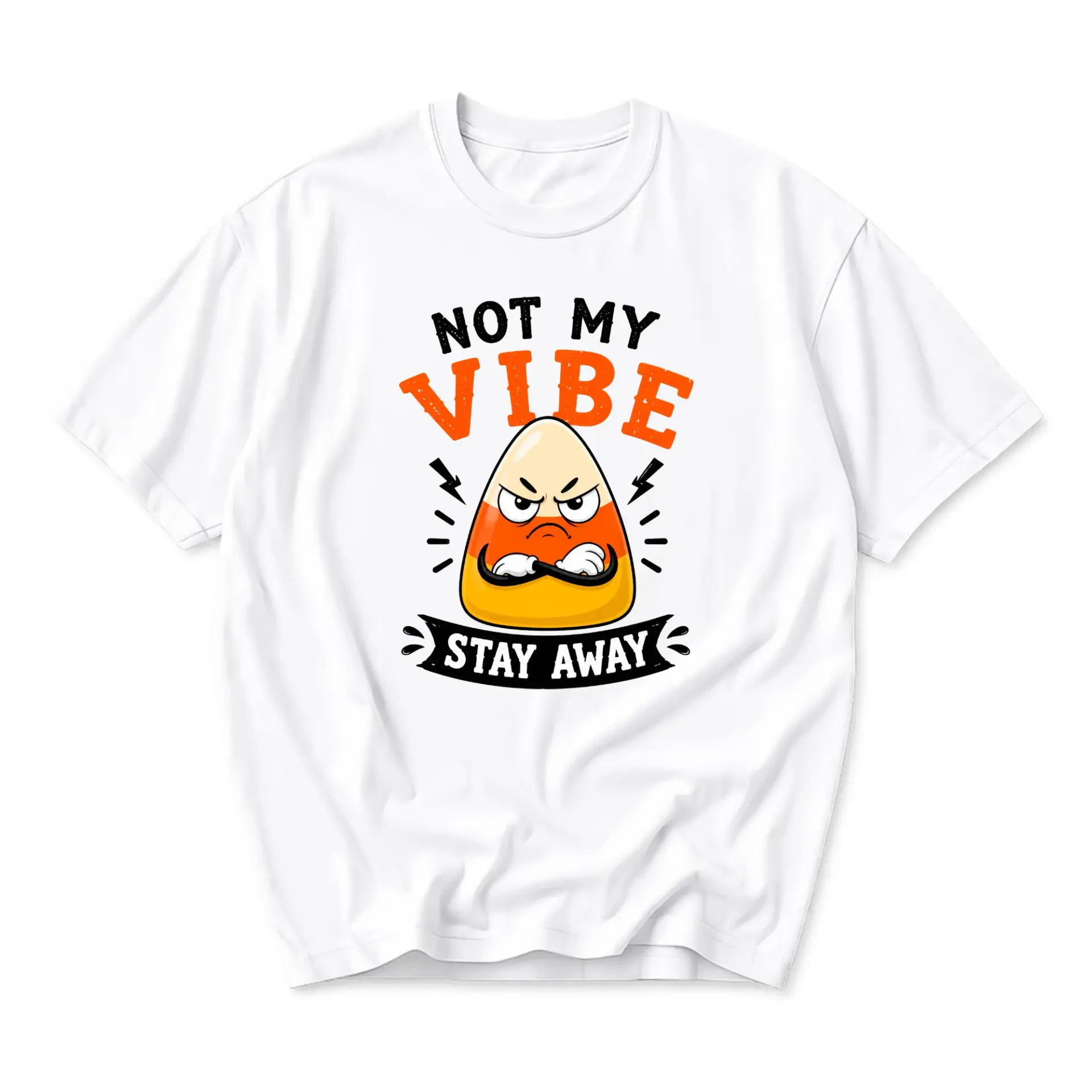 Funny Shirt Not My Vibe Candy Corn Graphic Tee Casual Short Sleeve Unisex Cotton Blend Crew Neck Apparel Top
