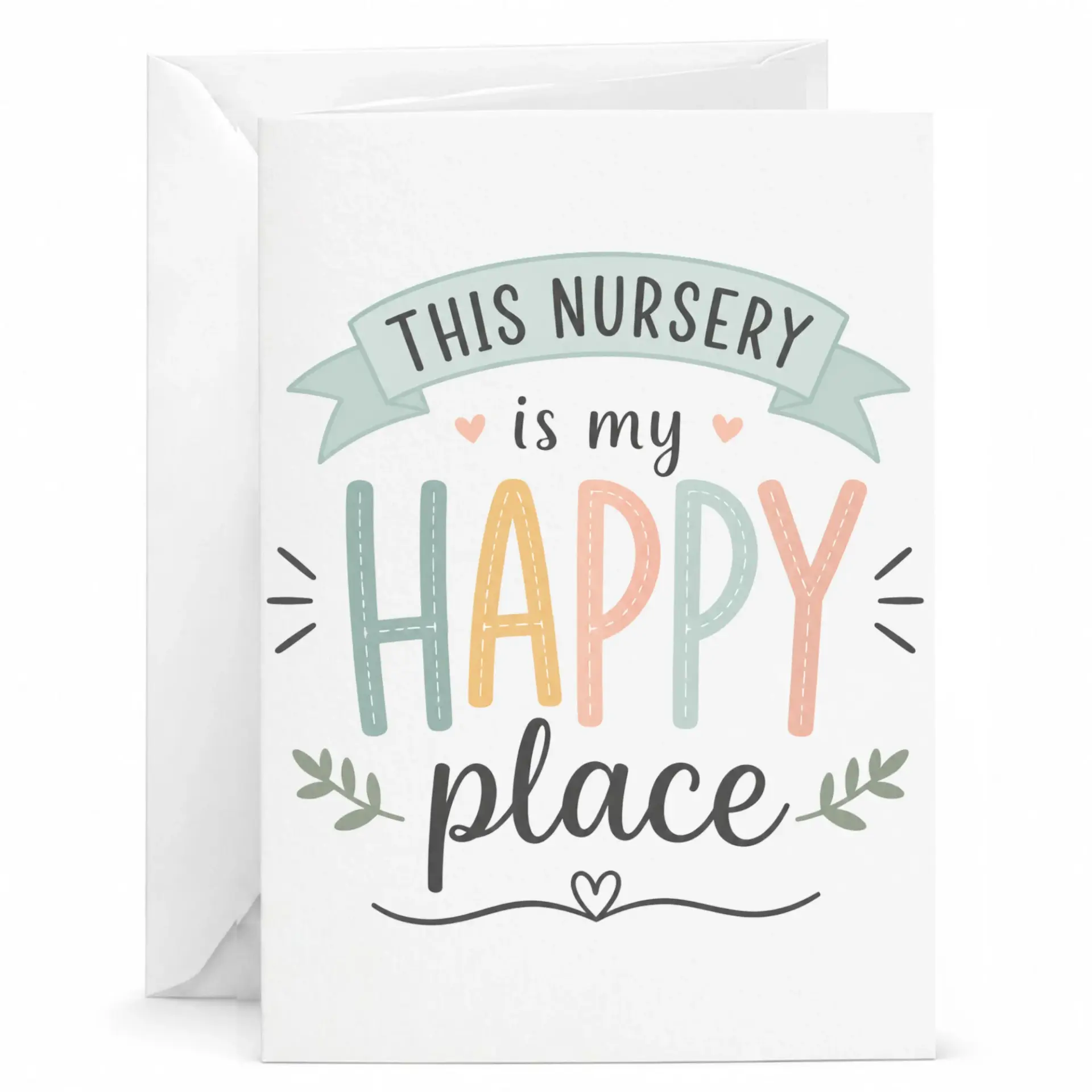 Greeting Card This Nursery Is My Happy Place Decorative Stationary for Home Decor Enthusiasts and New Spaces