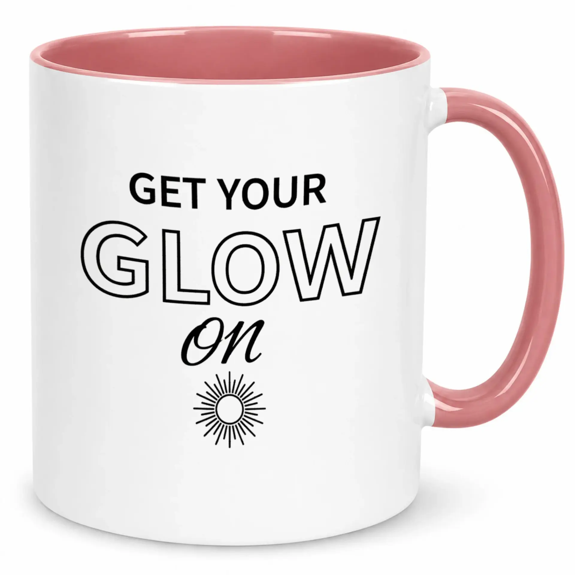 Inspirational Coffee Mug with 'get Your Glow On' Sun Design, Motivational Ceramic Mug for Daily Beverage Enjoyment