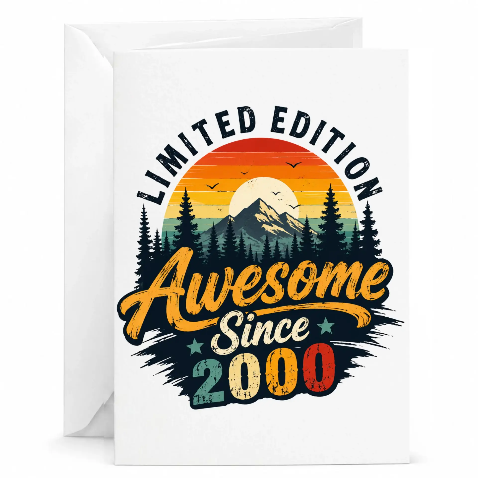 Birthday Card Limited Edition Awesome Since 2000 Retro Vintage Style Greeting Card for Milestone Celebration