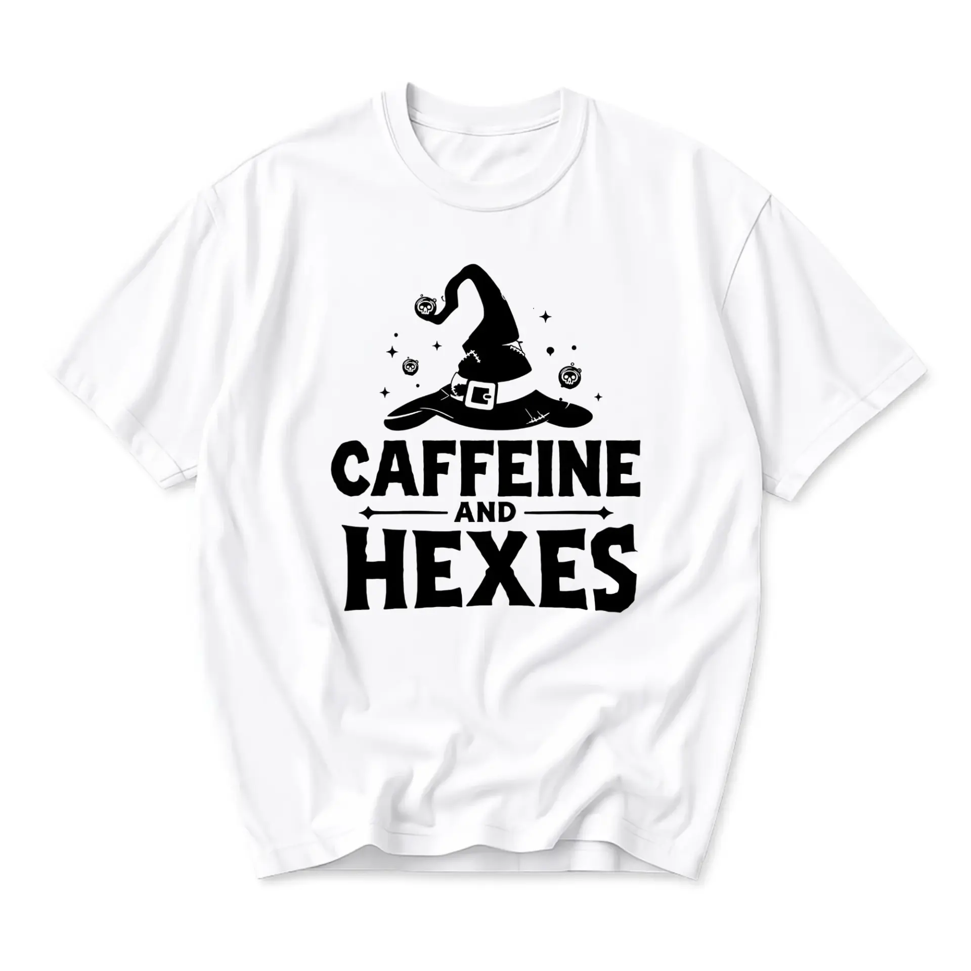 Graphic Tee Caffeine and Hexes Unisex Crew Neck T-Shirt Funny Witch Hat Print Casual Everyday Cotton Blend Shirt