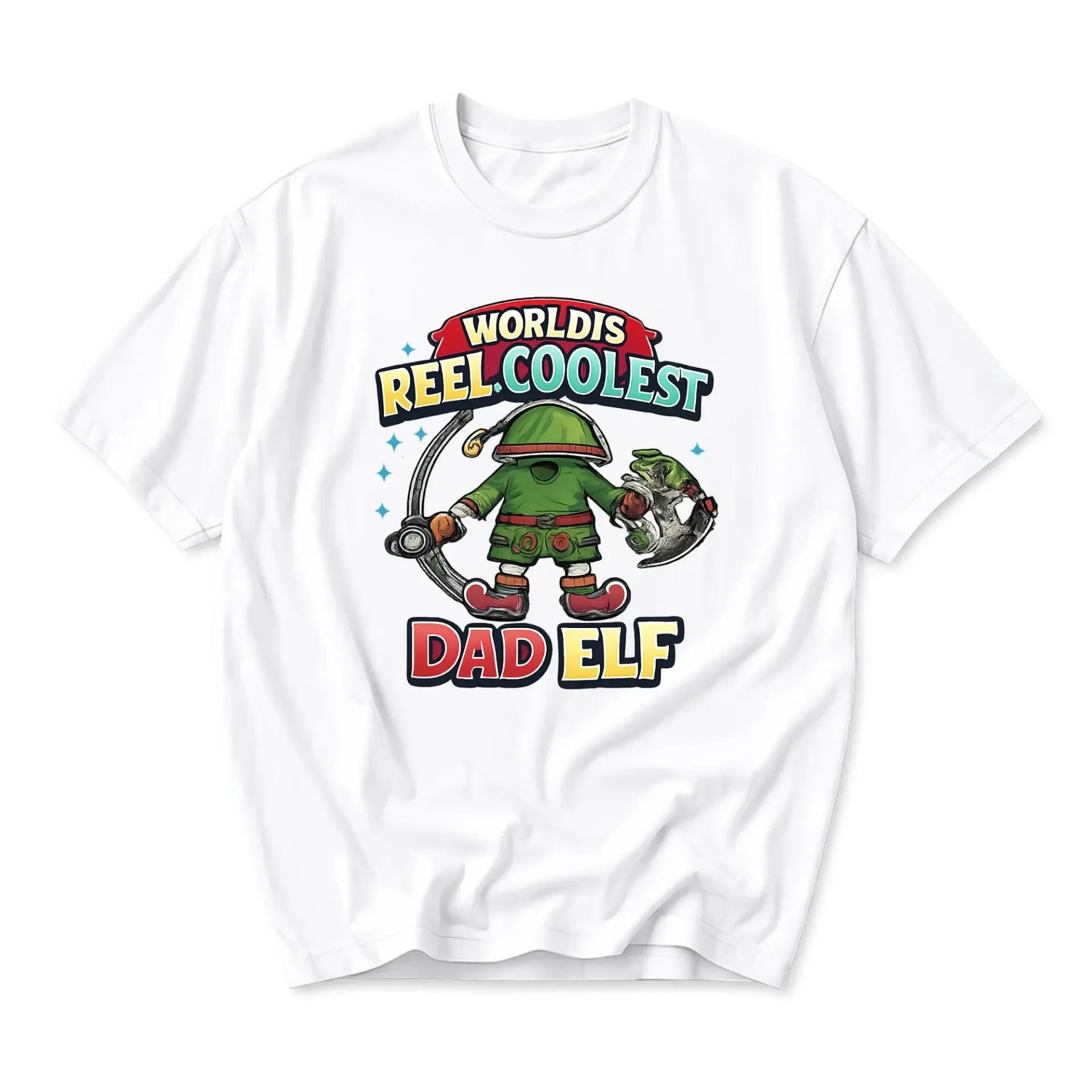 Funny Shirt Worldis Reel Coolest Dad Graphic Printed Unisex Crew Neck Short