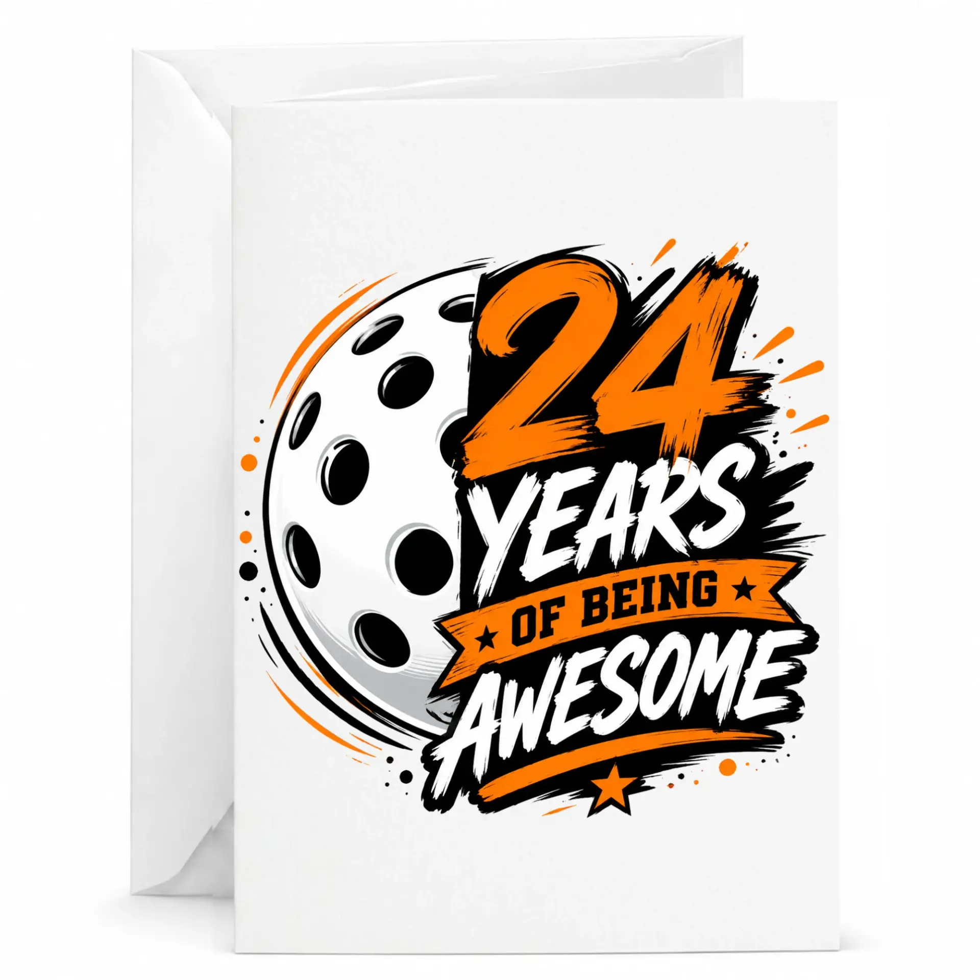 Birthday Card 24 Years of Being Awesome Pickleball Theme Greeting Card for 24th Birthday Celebrations