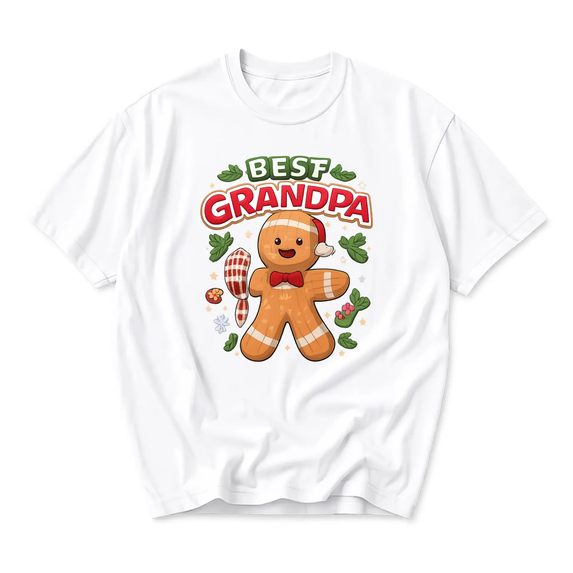 Graphic Tee Best Grandpa Gingerbread Man Illustration Unisex Crew Neck