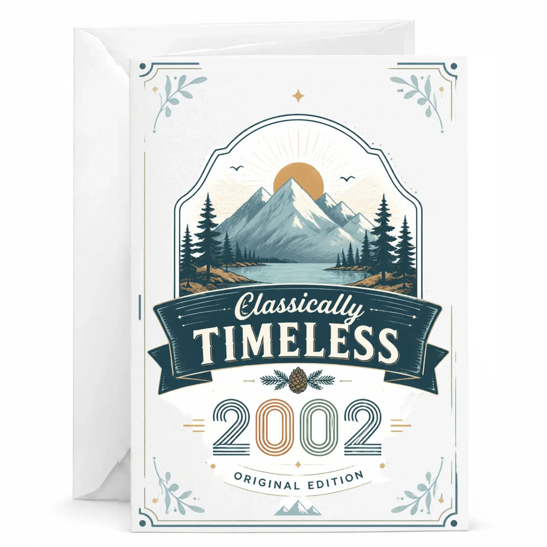 Greeting Card Classically Timeless 2002 Original Edition Vintage Mountain Nature Design for Special Birthday Milestone