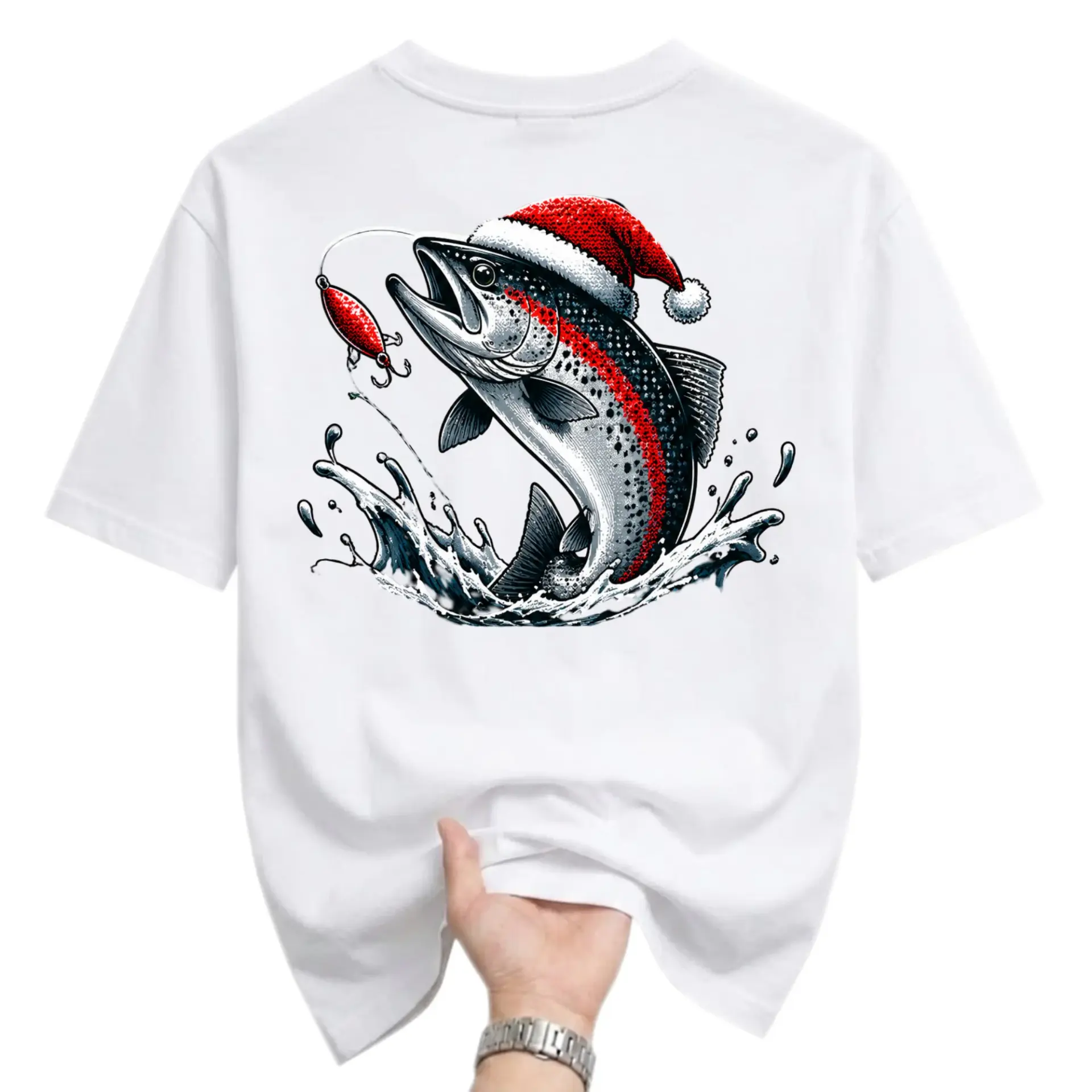 Graphic Tee Unisex Crew Neck T-Shirt Featuring a Festive Fishing Rainbow