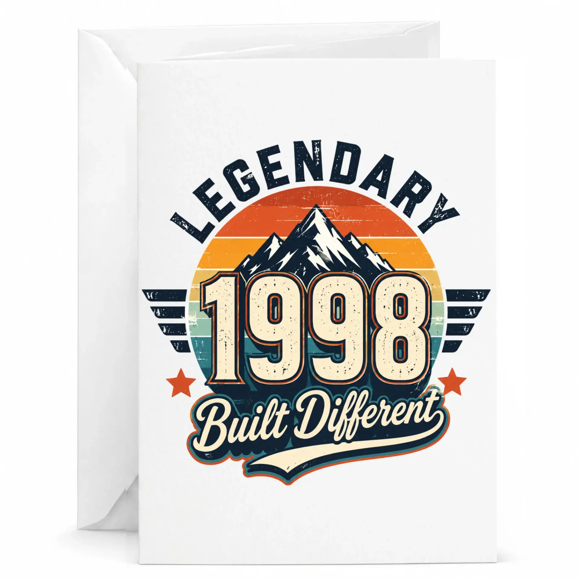 Birthday Card Legendary 1998 Built Different Retro Vintage Style Greeting Card for Special Milestone Occasions