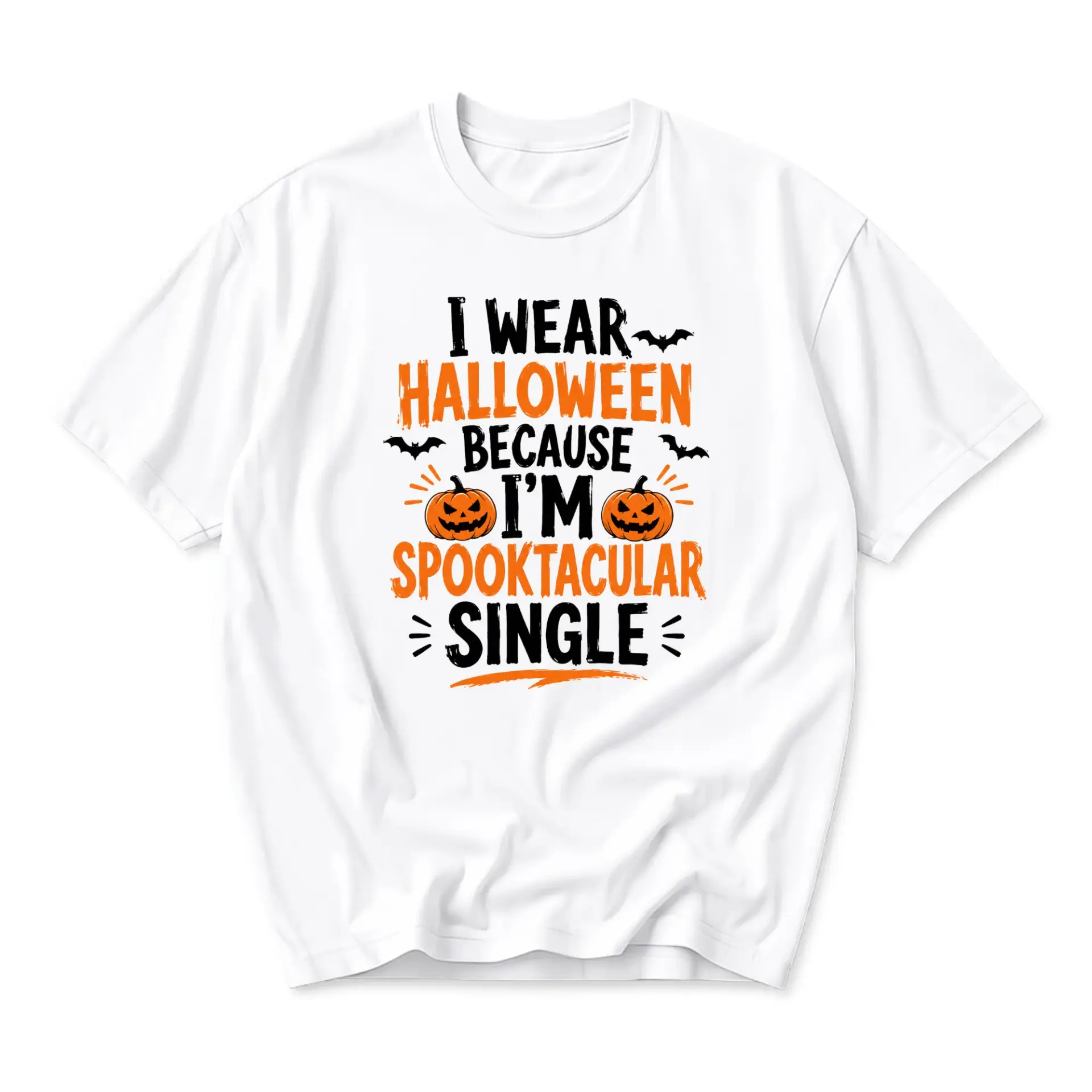Funny Shirt I Wear Halloween Because Im Spooktacular Single Graphic Print Unisex Cotton Blend Crew Neck Apparel