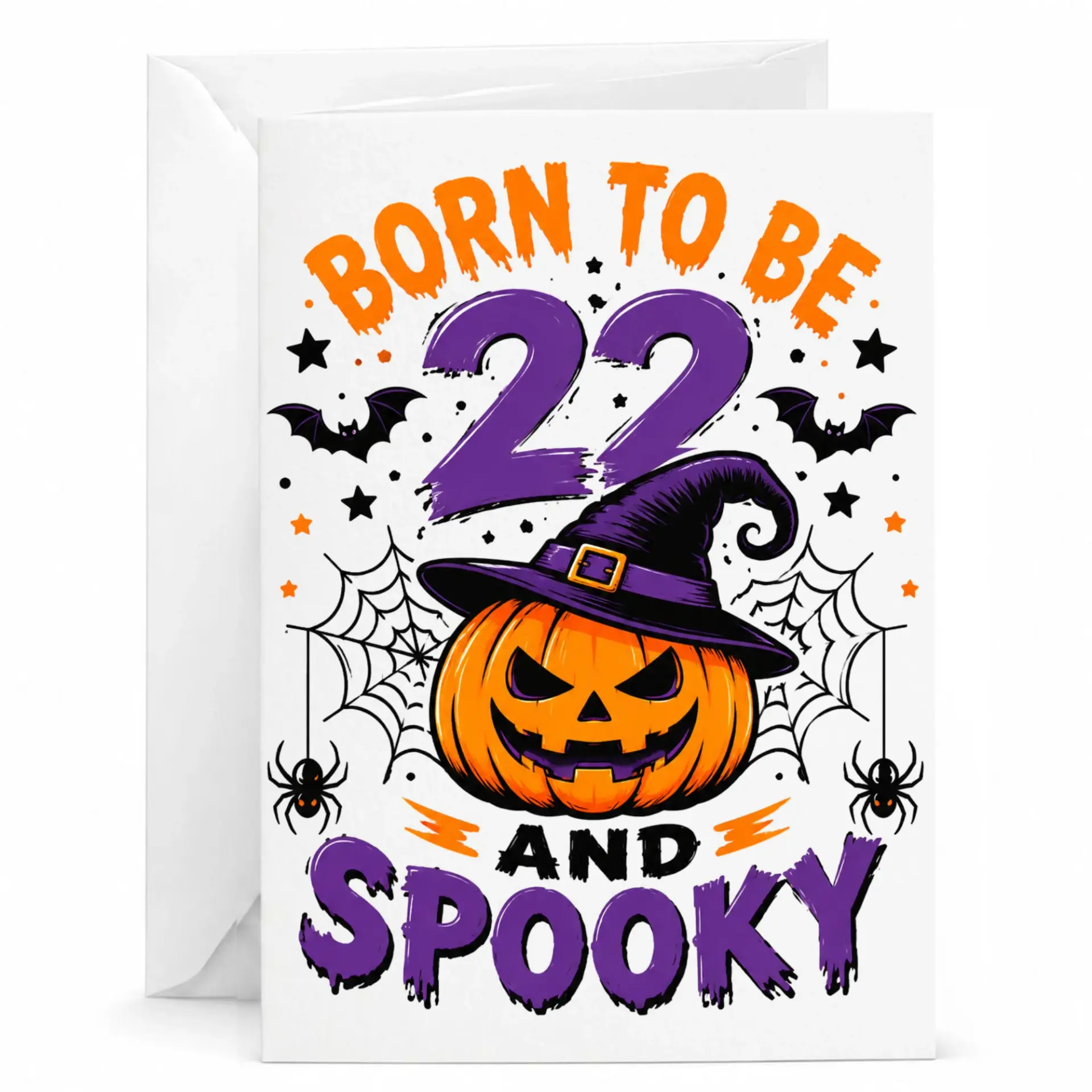 Funny Birthday Card for 22nd Birthday Spooky Pumpkin Halloween Theme Greeting Card with Envelope for Birthday Celebration