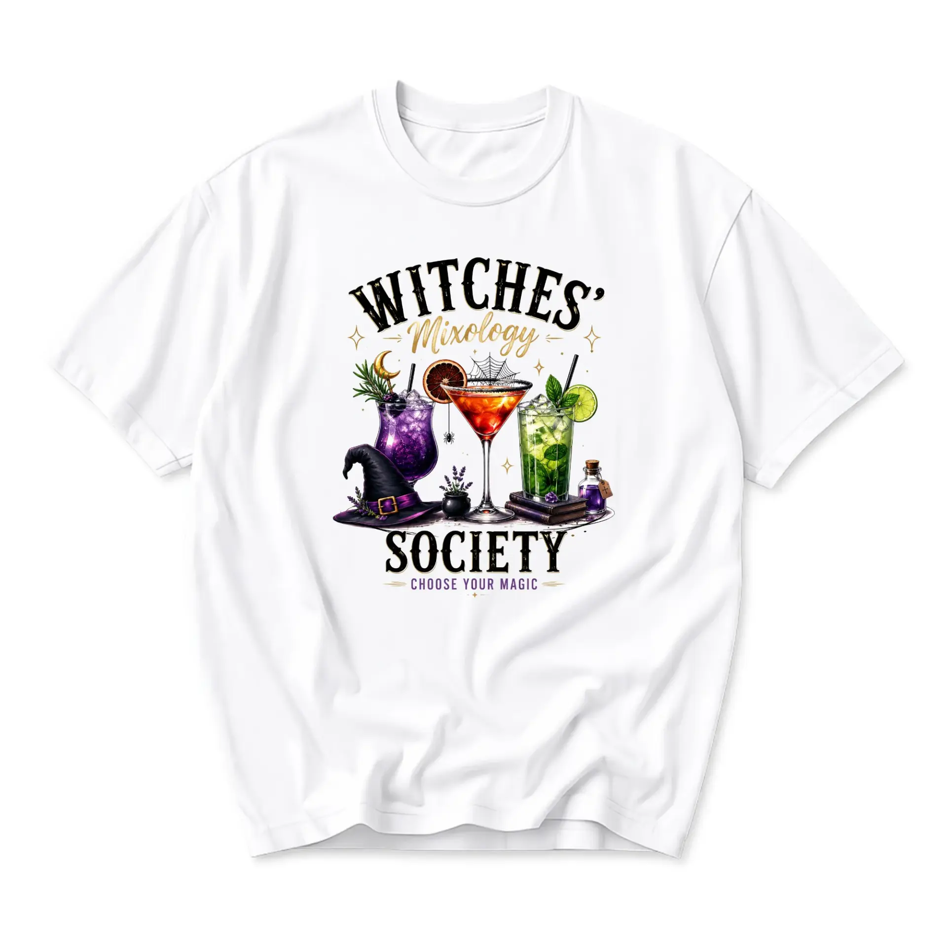 Graphic Tee Witches Mixology Society Shirt Unisex Crew Neck Everyday Casual Wear Funny Mystical Themed Apparel