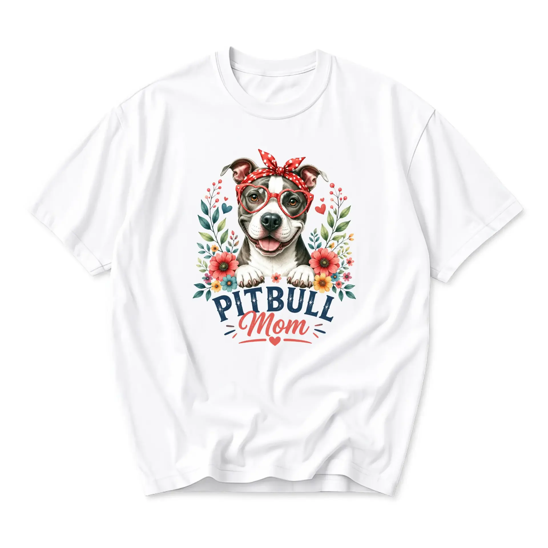 T-shirt Pitbull Mom Graphic Tee Dog Lover Unisex Crew Neck Casual Everyday Wear Soft Comfortable Cotton Blend Top