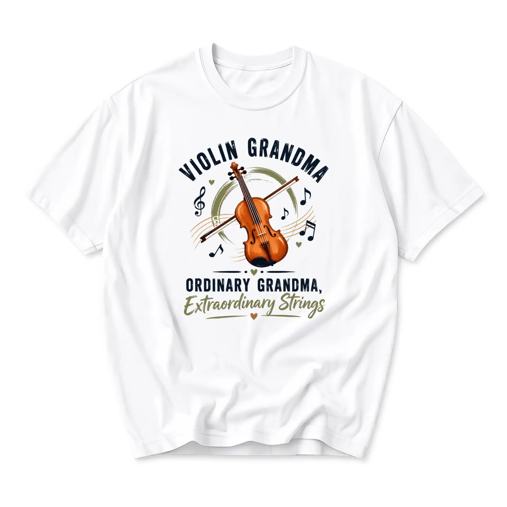 Graphic Tee Violin Grandma Shirt for Music Lovers Unisex Casual Crew Neck