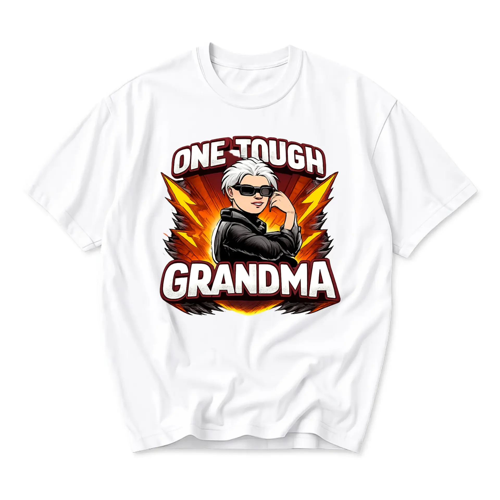 Funny Shirt One Tough Grandma Graphic Tee Casual Unisex Crew Neck Cotton Blend Soft Breathable Everyday Outfit Apparel
