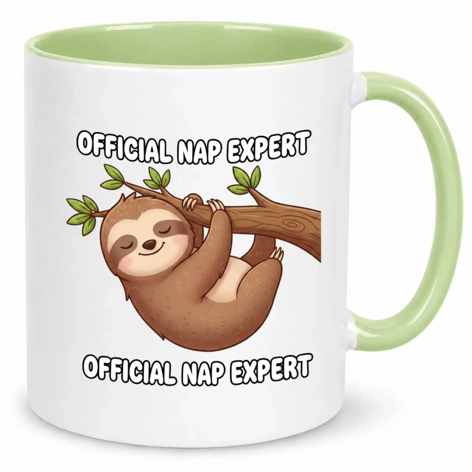 Funny Sloth Coffee Mug "official Nap Expert" Two-Tone Ceramic Cup with Cute Cartoon Animal Design, Perfect Gift for Relaxed Individuals