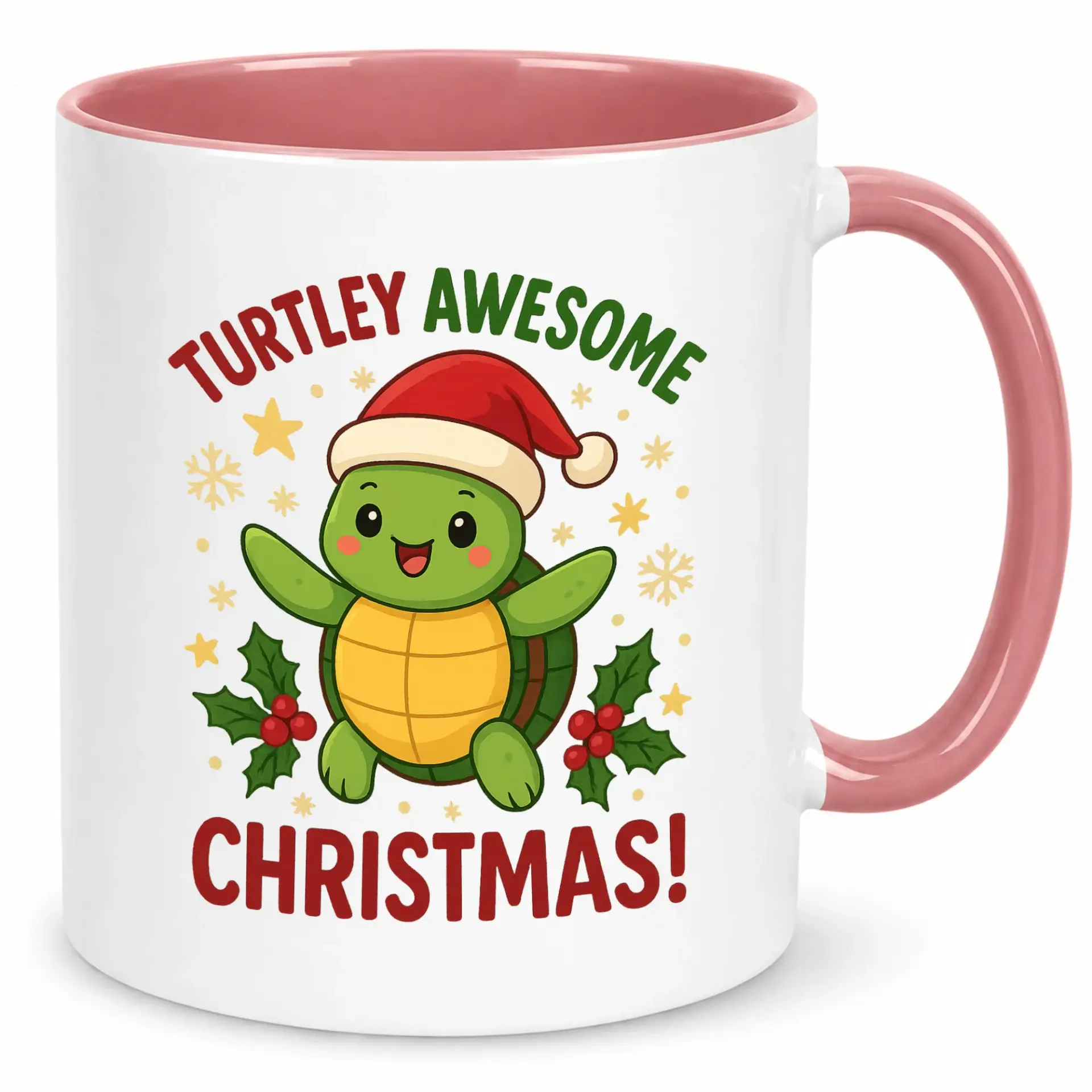 Funny Christmas Coffee Mug with Turtley Awesome Holiday Turtle Design, Premium Ceramic Beverage Cup for Festive Mornings, 11 Oz or 15 Oz