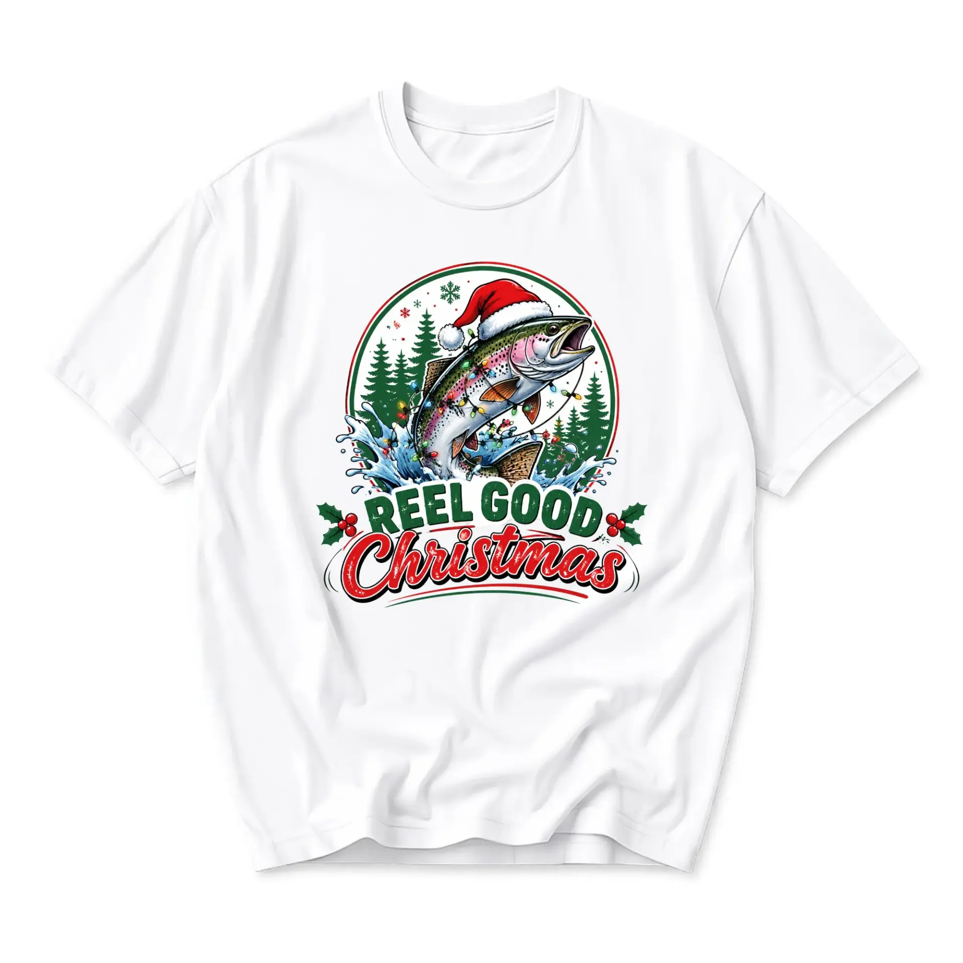 Graphic Tee Reel Good Christmas Fishing Holiday T-Shirt Fun Festive Unisex
