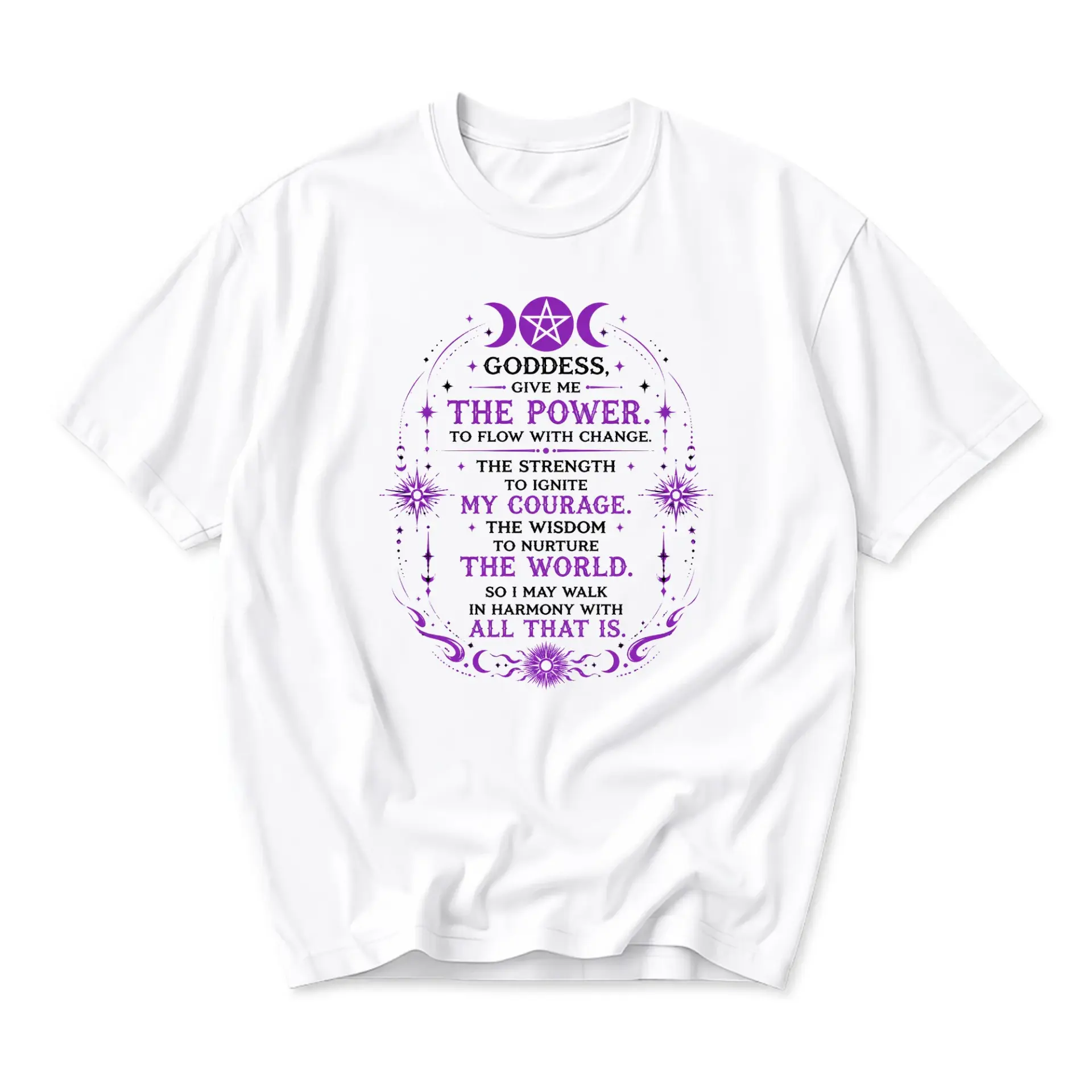 T-shirt Goddess Spiritual Quote Graphic Tee Celestial Motif Design Comfortable Cotton Unisex Crew Neck Apparel