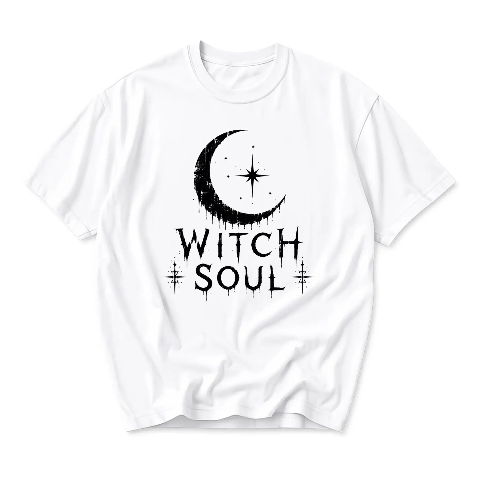 Graphic Tee Witch Soul Moon Celestial Print Unisex Casual Cotton Crew Neck Short Sleeve Shirt for Everyday Style