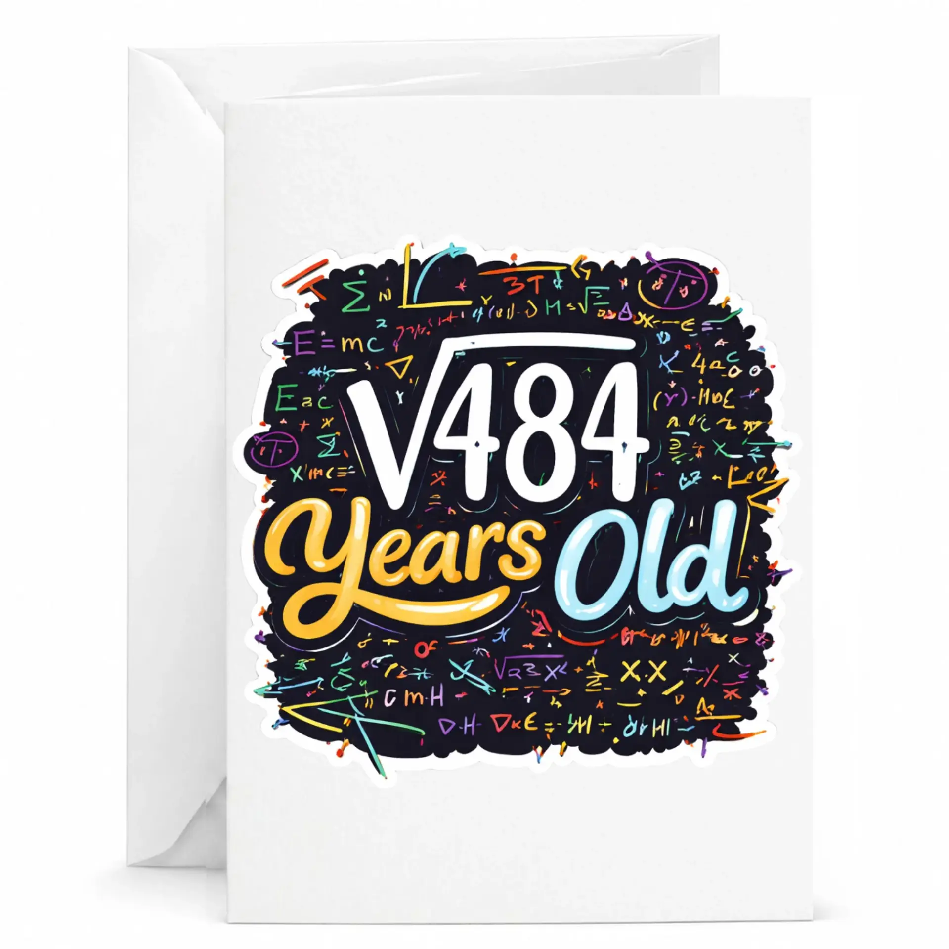 Funny Birthday Card Square Root of 484 Years Old Math Nerd Greeting Card for Science and Mathematics Lovers