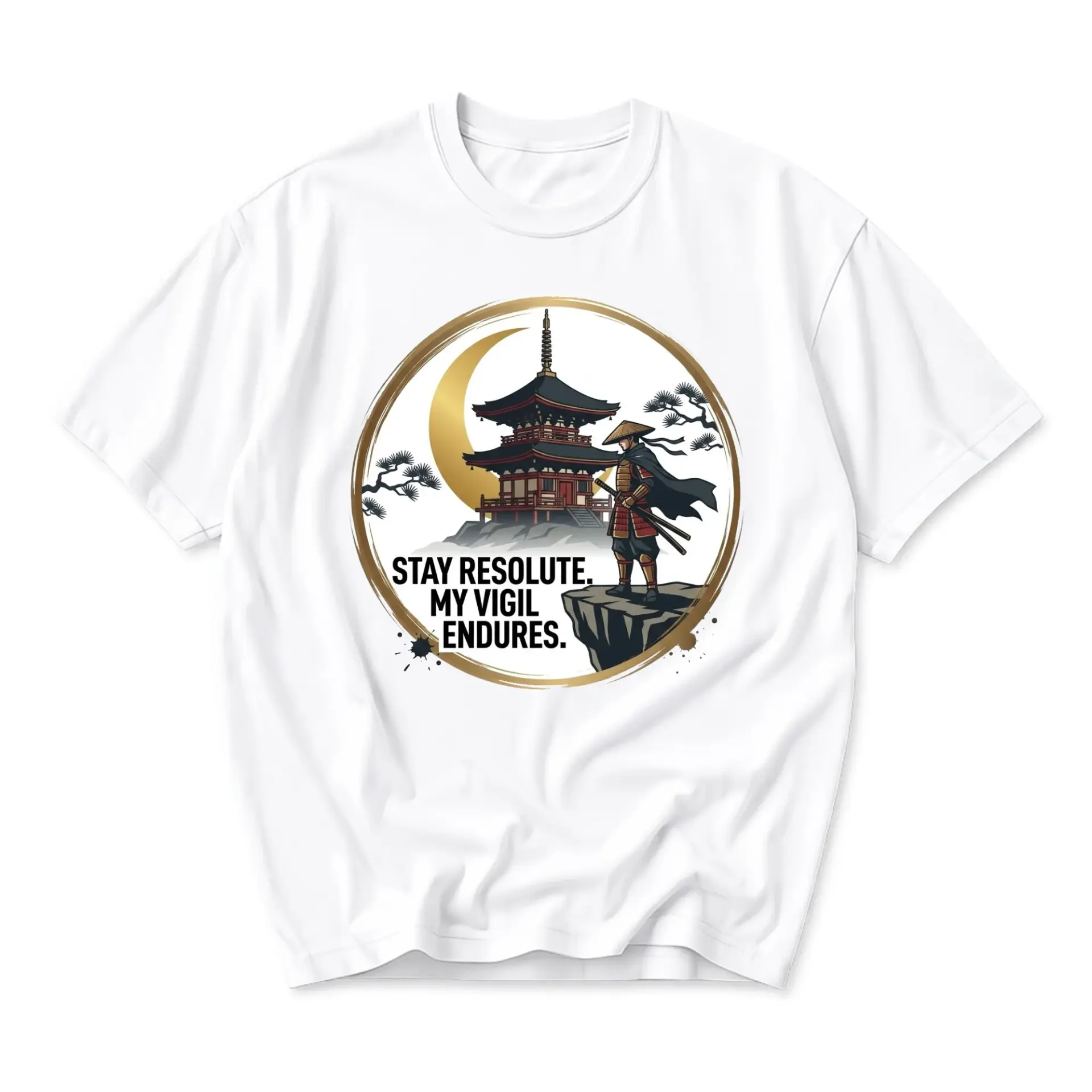 T-shirt Japanese Warrior Graphic Tee Cultural Art Print Shirt for Men and Women Casual Everyday Wear Cotton Top