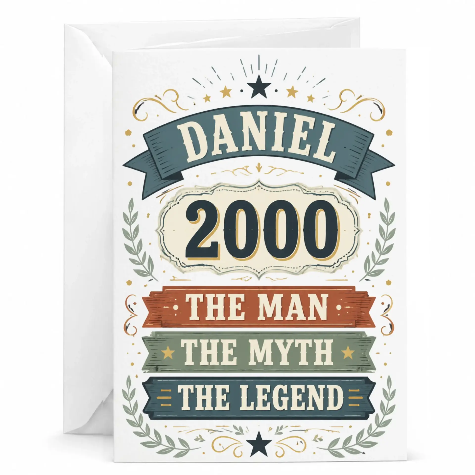 Birthday Card for Daniel Personalized Vintage Style Greeting Card with Legend Design for Milestone Celebrations