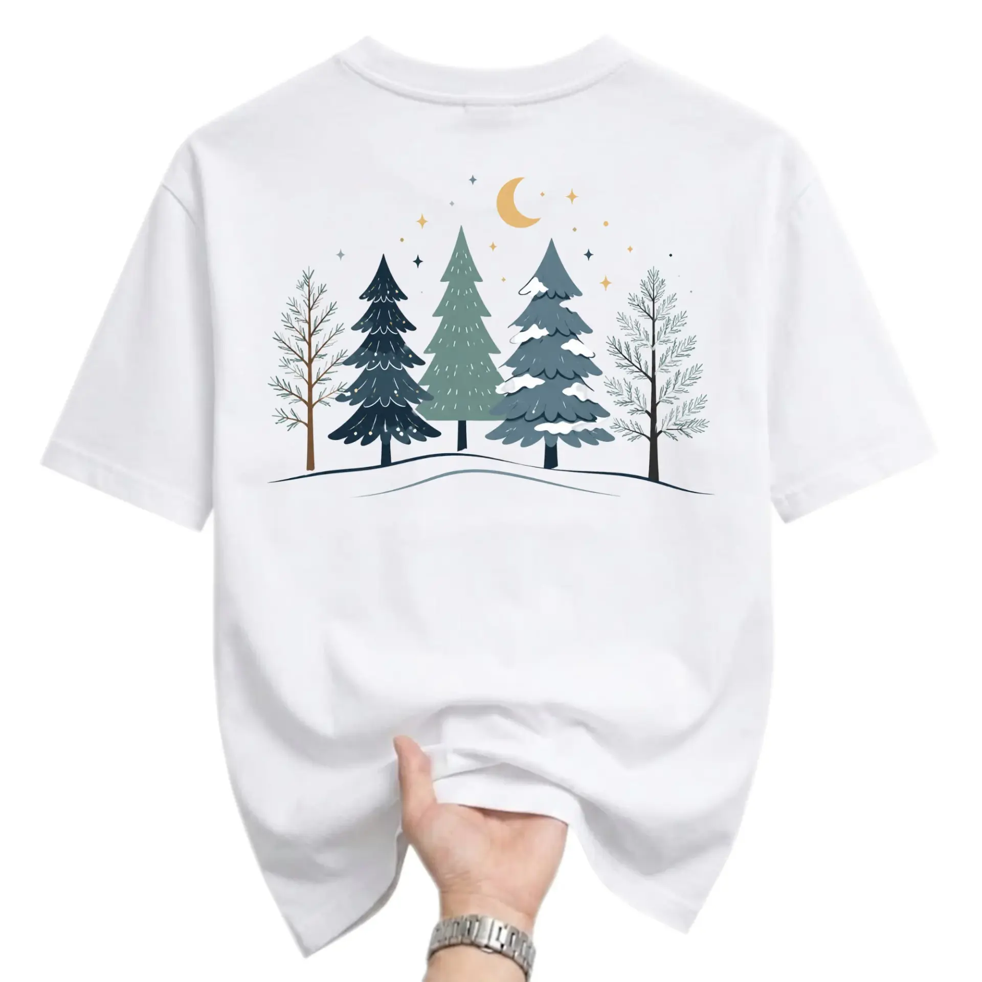 Graphic Tee Unisex Crew Neck Short Sleeve Shirt Inspired Forest Night Sky