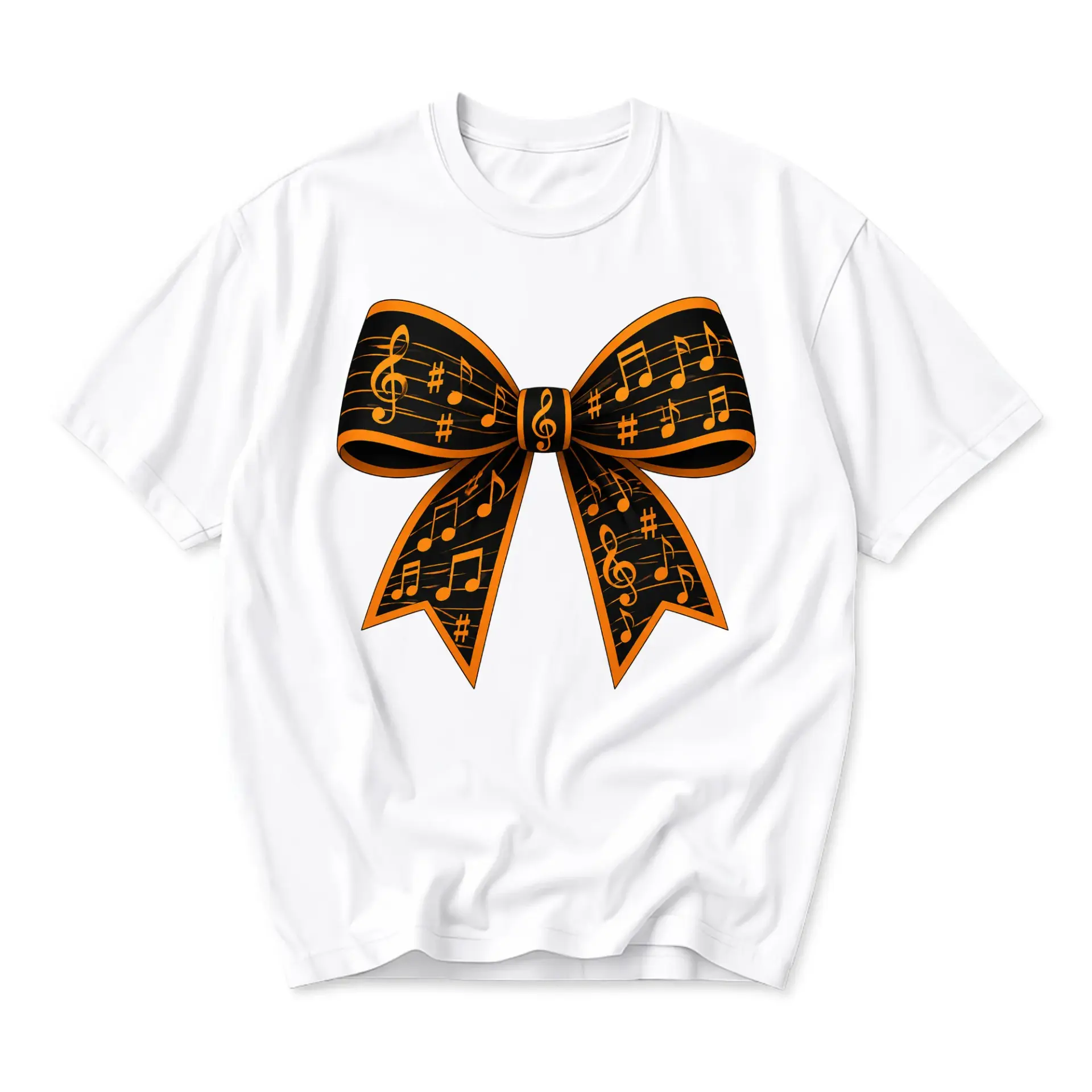 Graphic Tee Musical Ribbon Print Unisex Casual Short Sleeve Crew Neck Cotton Blend Shirt for Everyday Wear