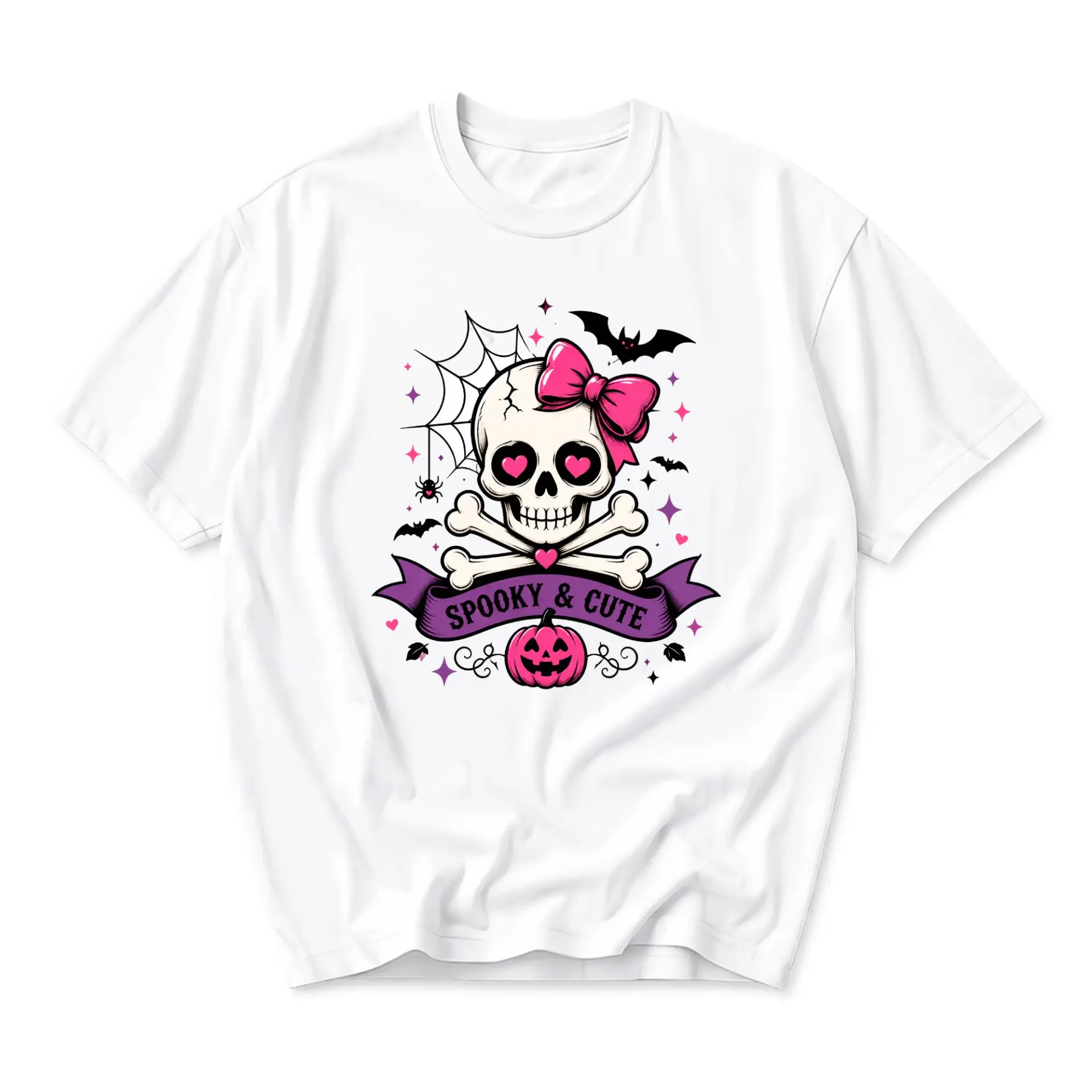 Graphic Tee Spooky and Cute Skull Design Unisex Cotton Crew Neck Casual Everyday Short Sleeve Summer Shirt